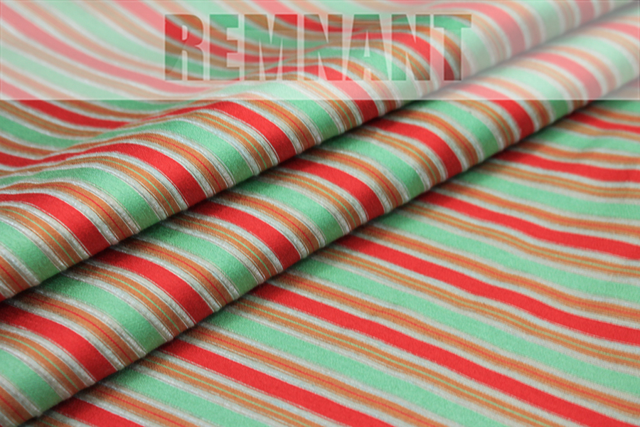 Striped Brocade - Red & Green - 1.7m Piece fabric