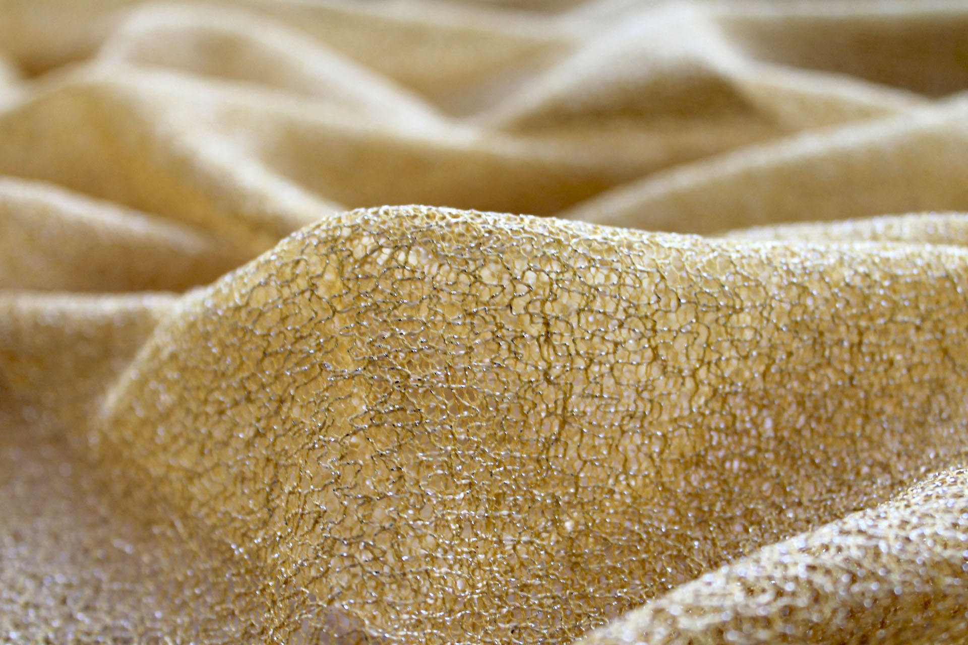 Sparkle Mesh - Egg Yolk Yellow Silver fabric, image 3 of 5