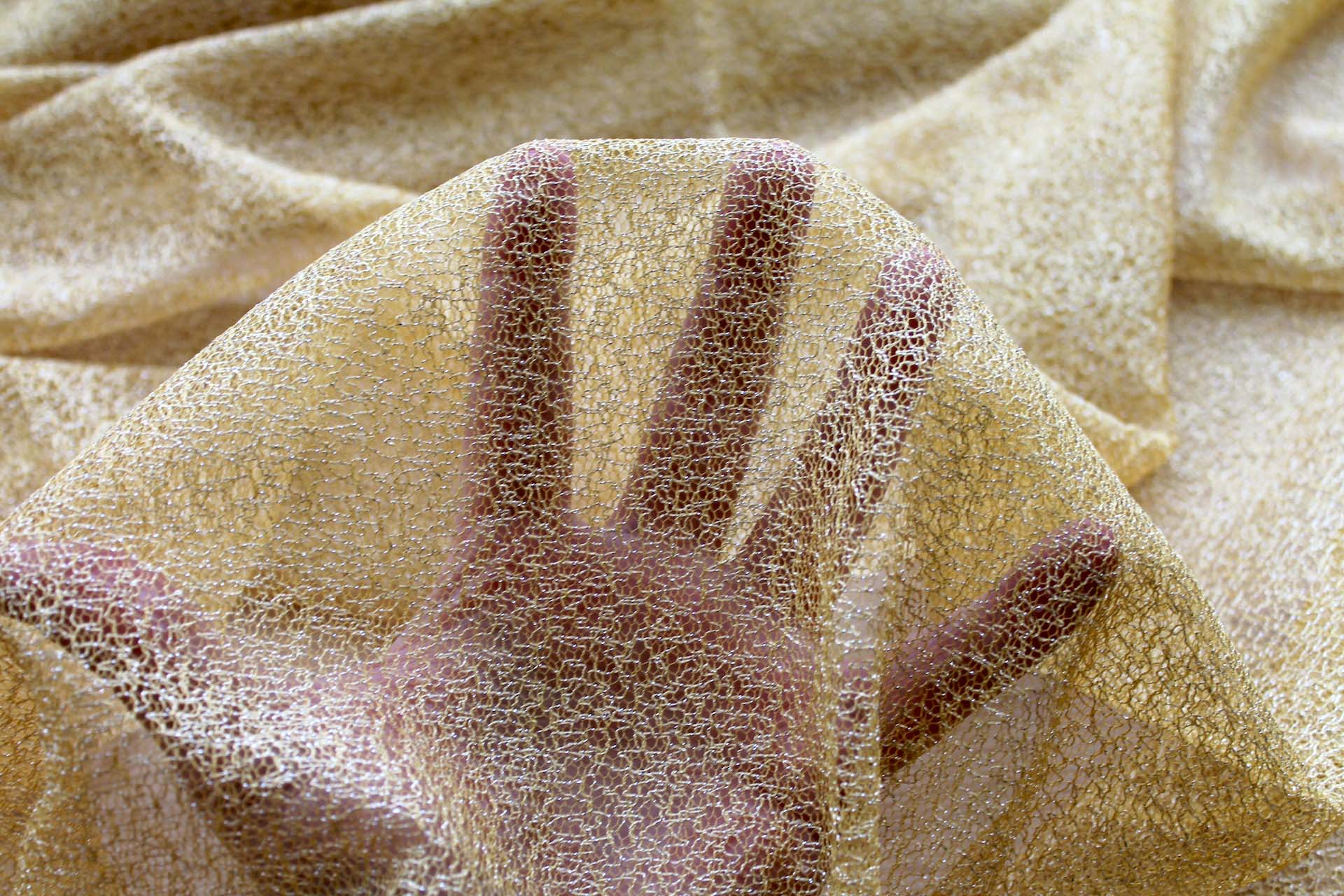 Sparkle Mesh - Egg Yolk Yellow Silver fabric, image 4 of 5