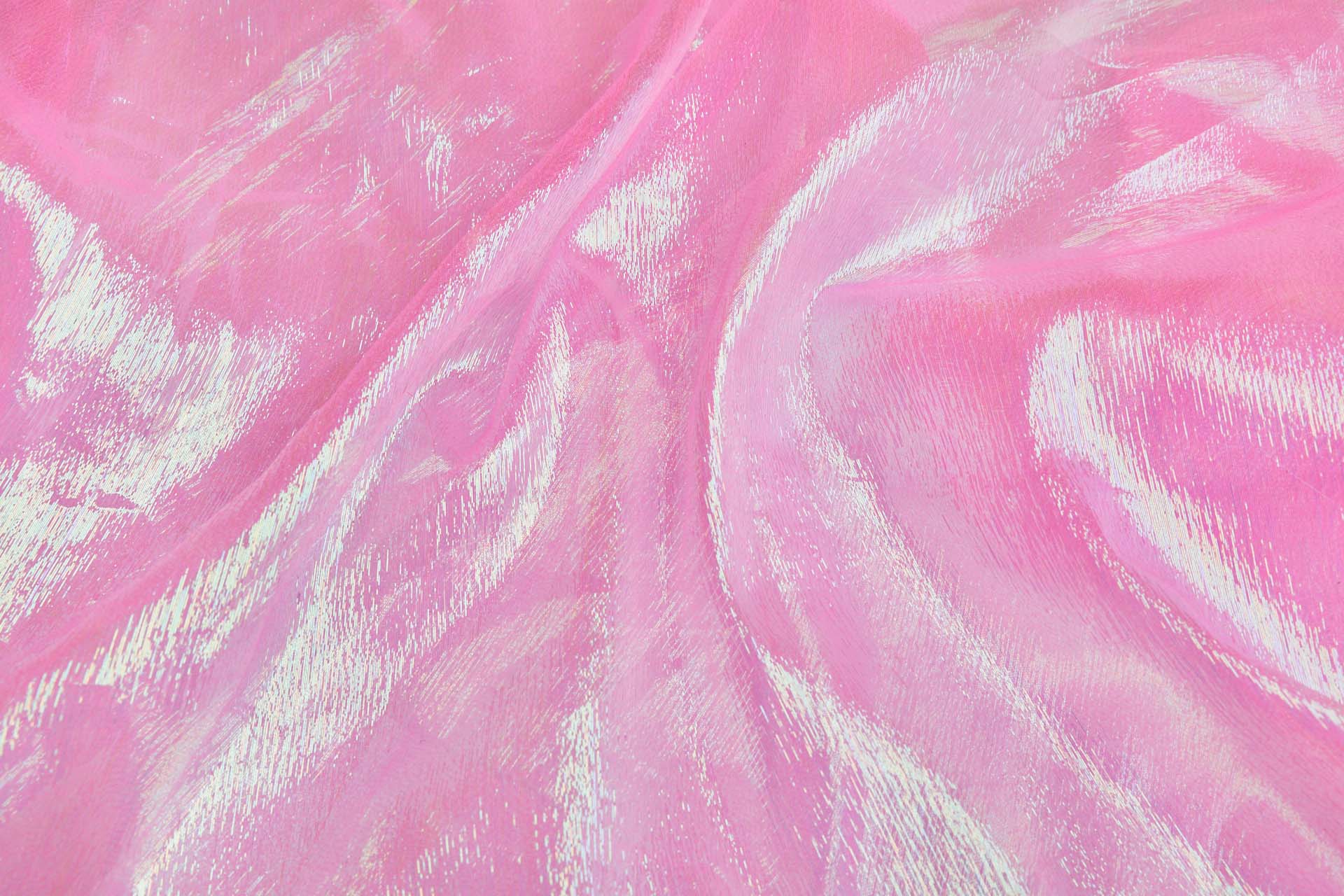 Iridescent Sheer Organza - Neon Pink fabric, image 6 of 6