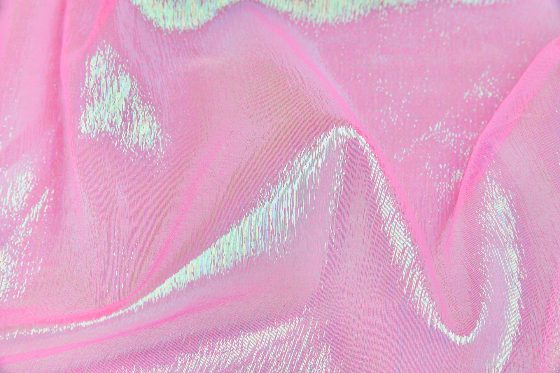 Iridescent Sheer Organza - Neon Pink fabric, image 2 of 6