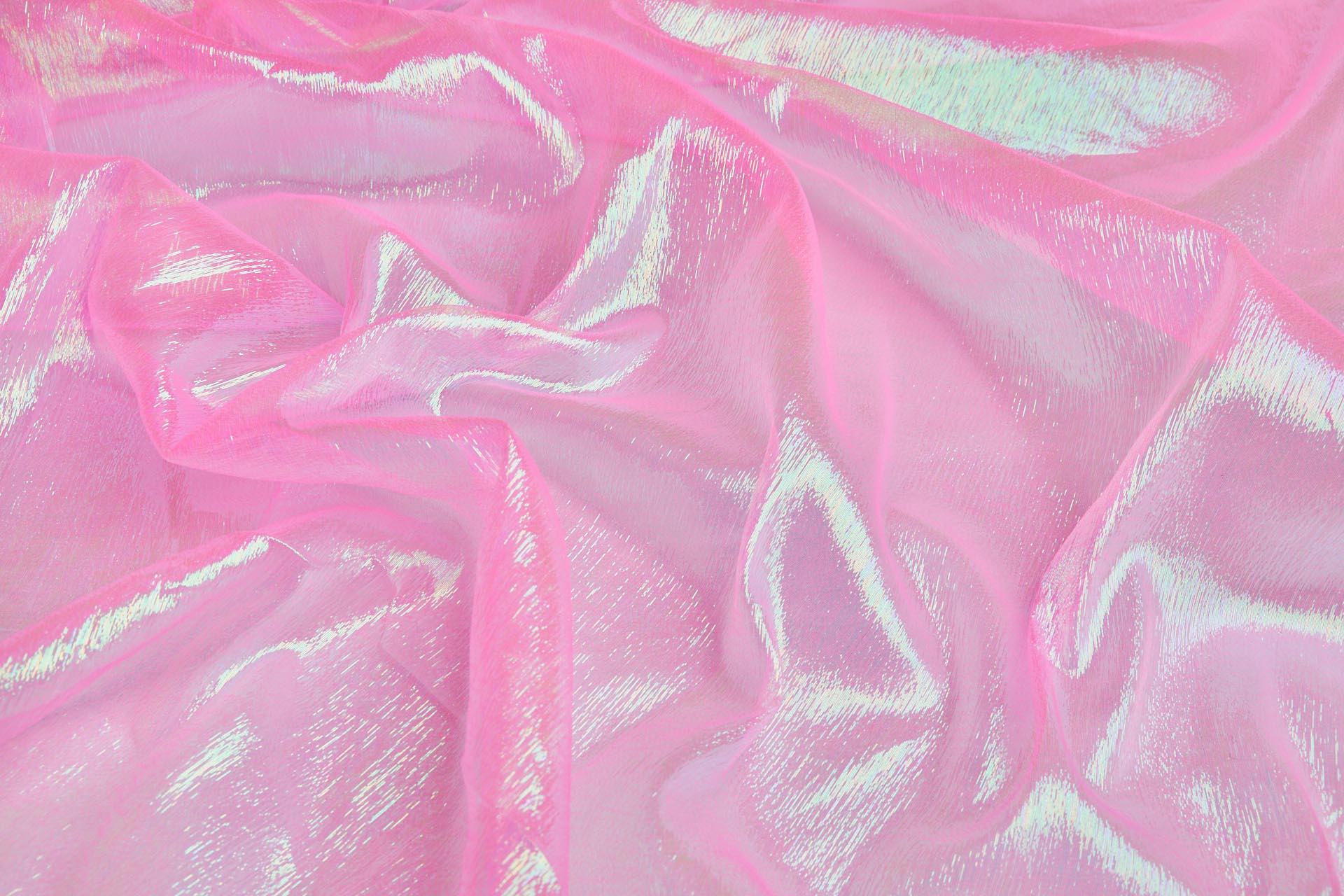 Iridescent Sheer Organza - Neon Pink fabric, image 3 of 6