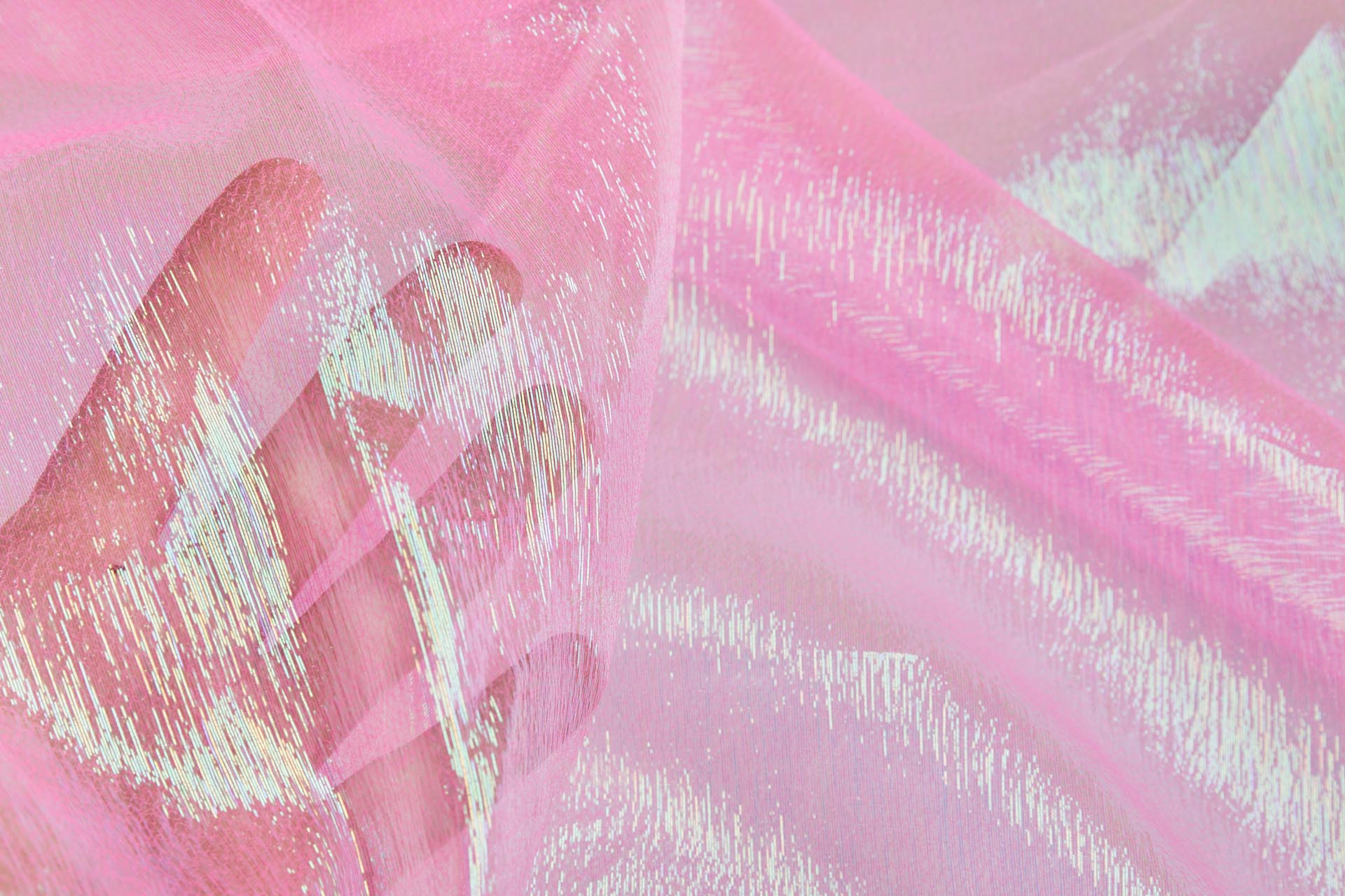 Iridescent Sheer Organza - Neon Pink fabric, image 5 of 6