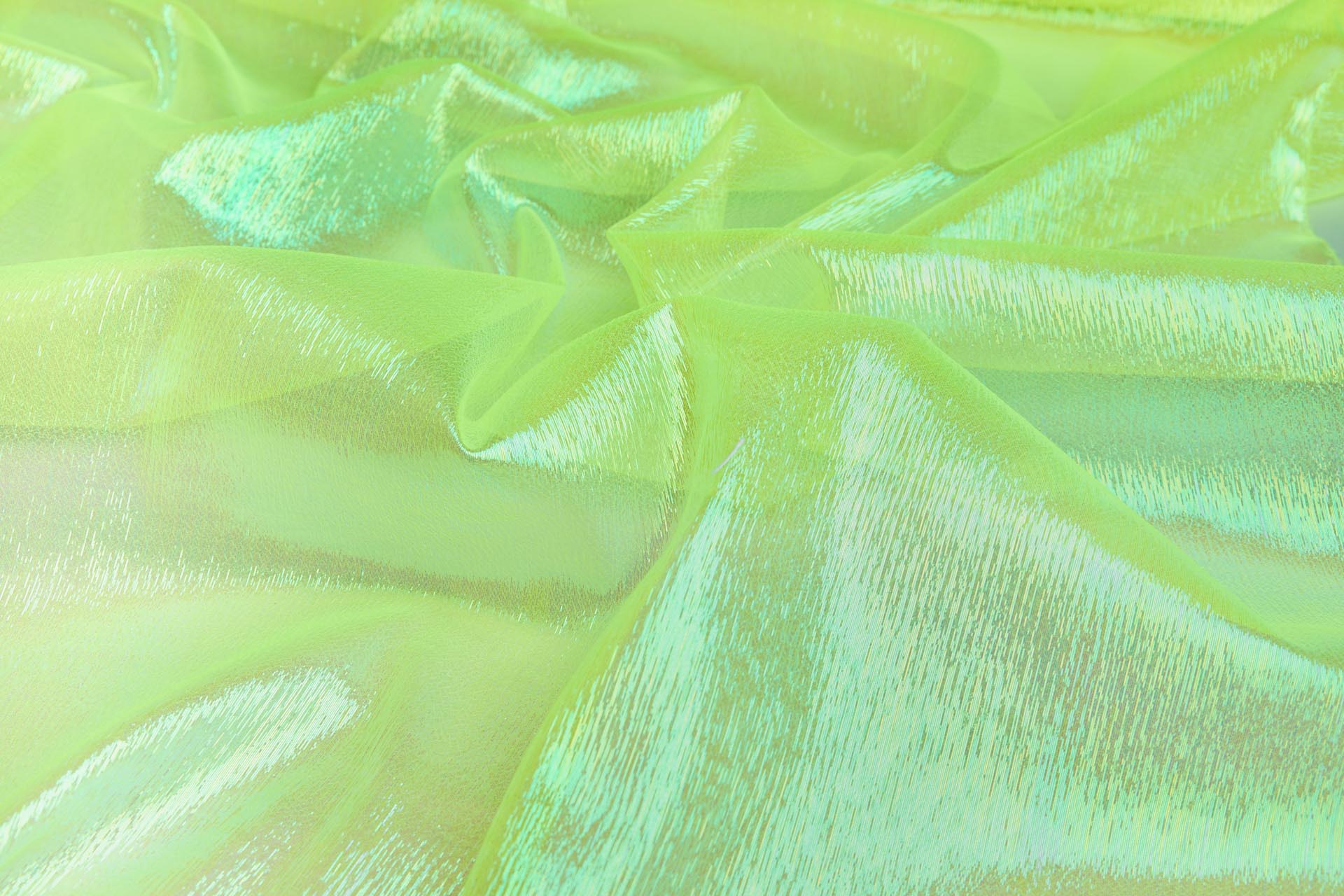 Iridescent Sheer Organza - Neon Yellow fabric, image 2 of 5
