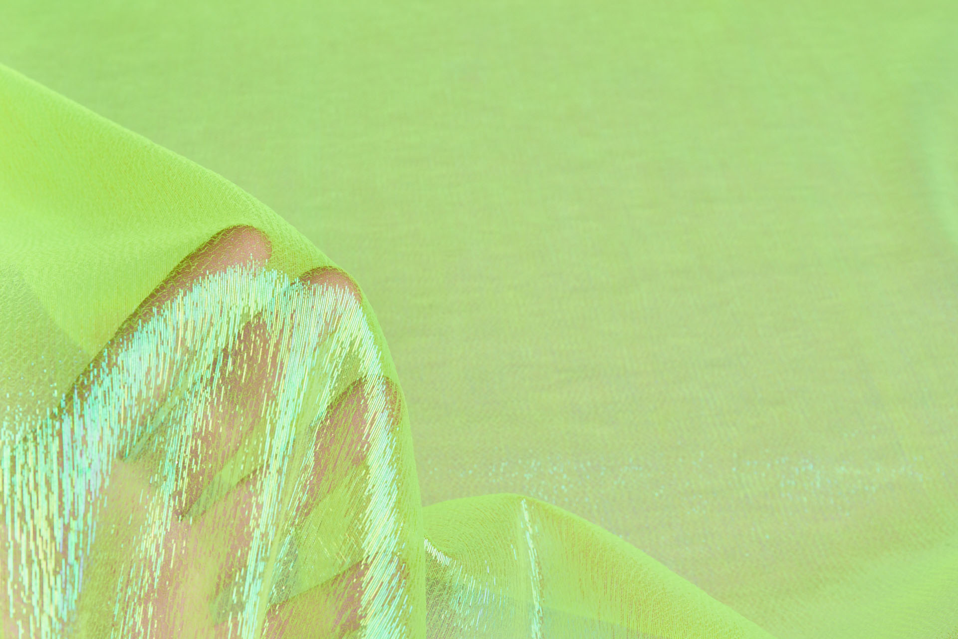 Iridescent Sheer Organza - Neon Yellow fabric, image 4 of 5