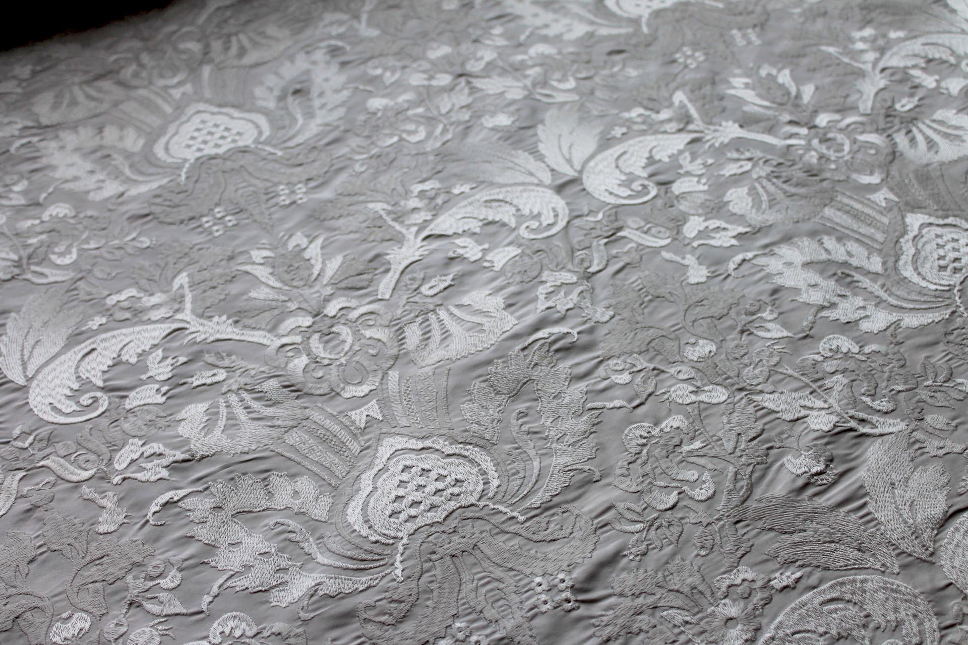Heavy Jacquard Style Embroidery - Ivory fabric, image 2 of 7