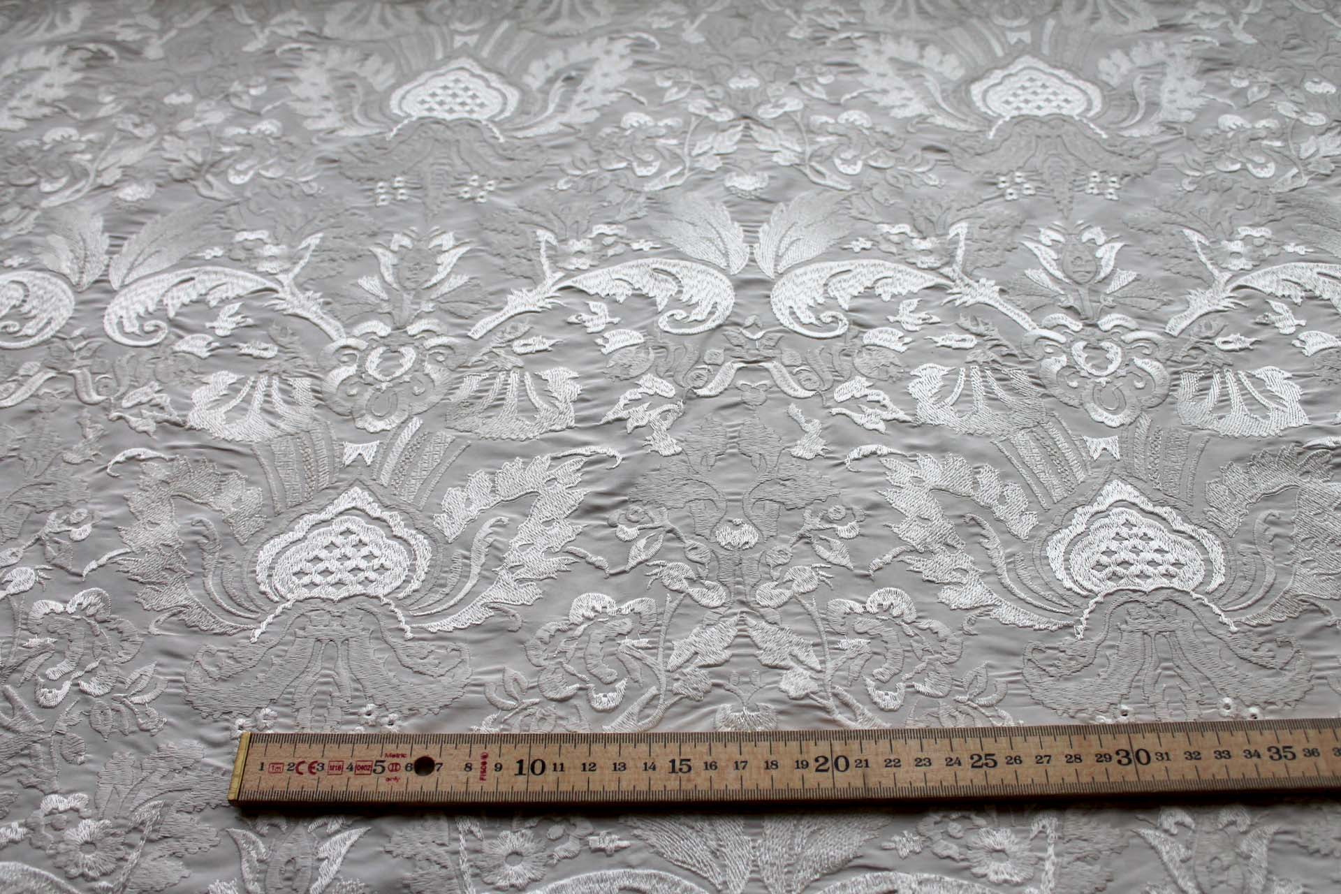 Heavy Jacquard Style Embroidery - Ivory fabric, image 3 of 7