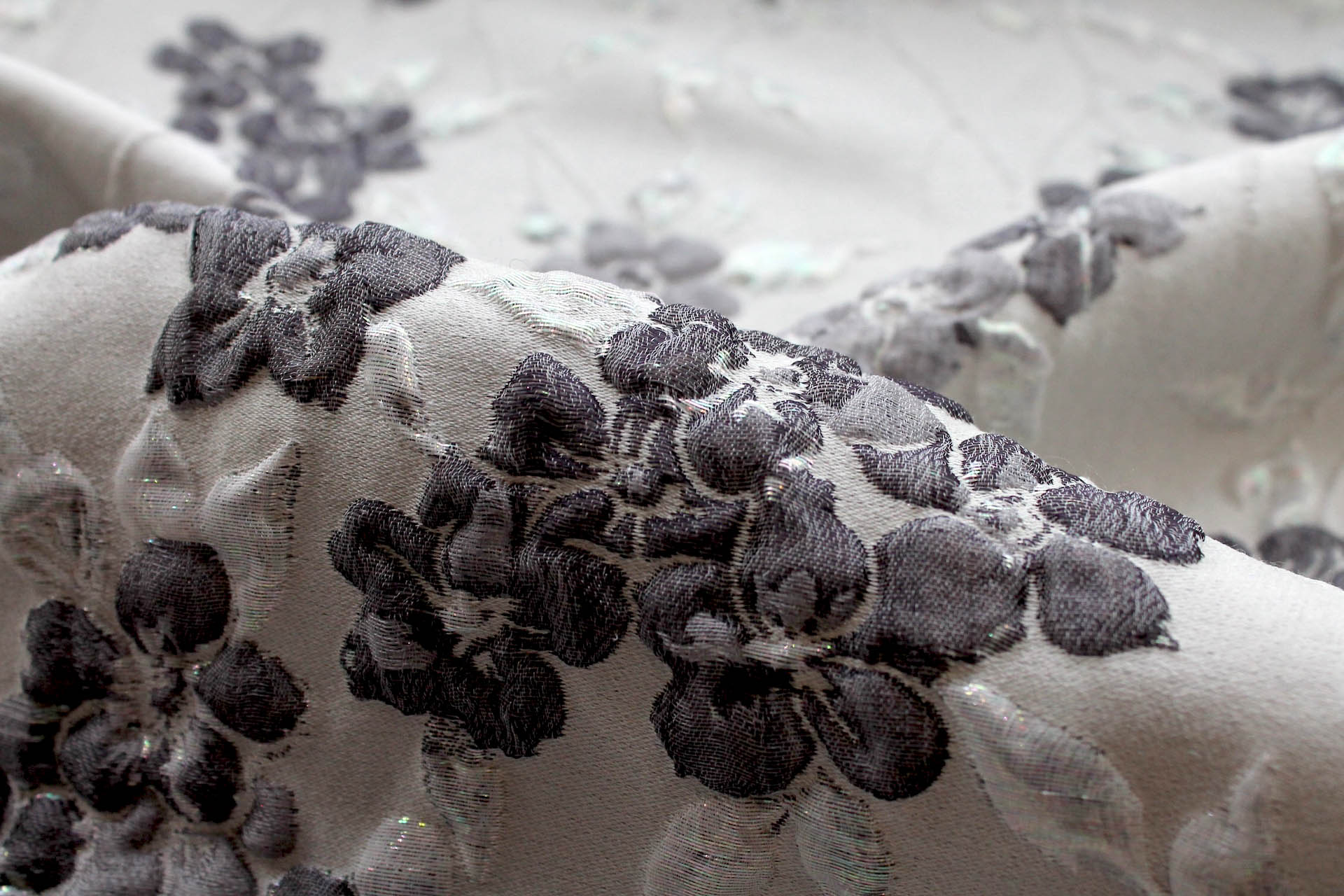 Iridescent Floral Brocade - Greys fabric, image 3 of 7