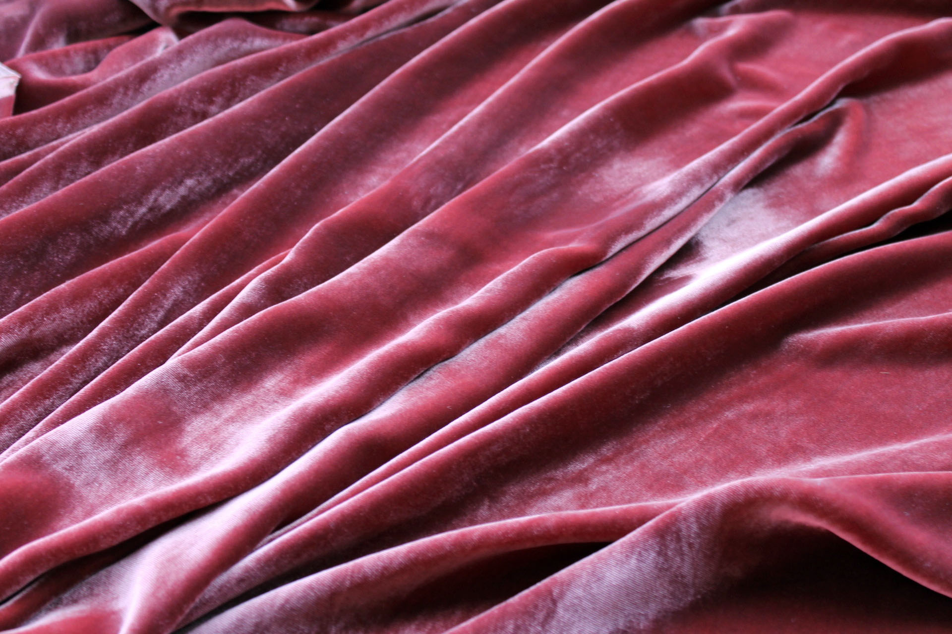 Silk Velvet - "Strawberry" fabric, image 3 of 5