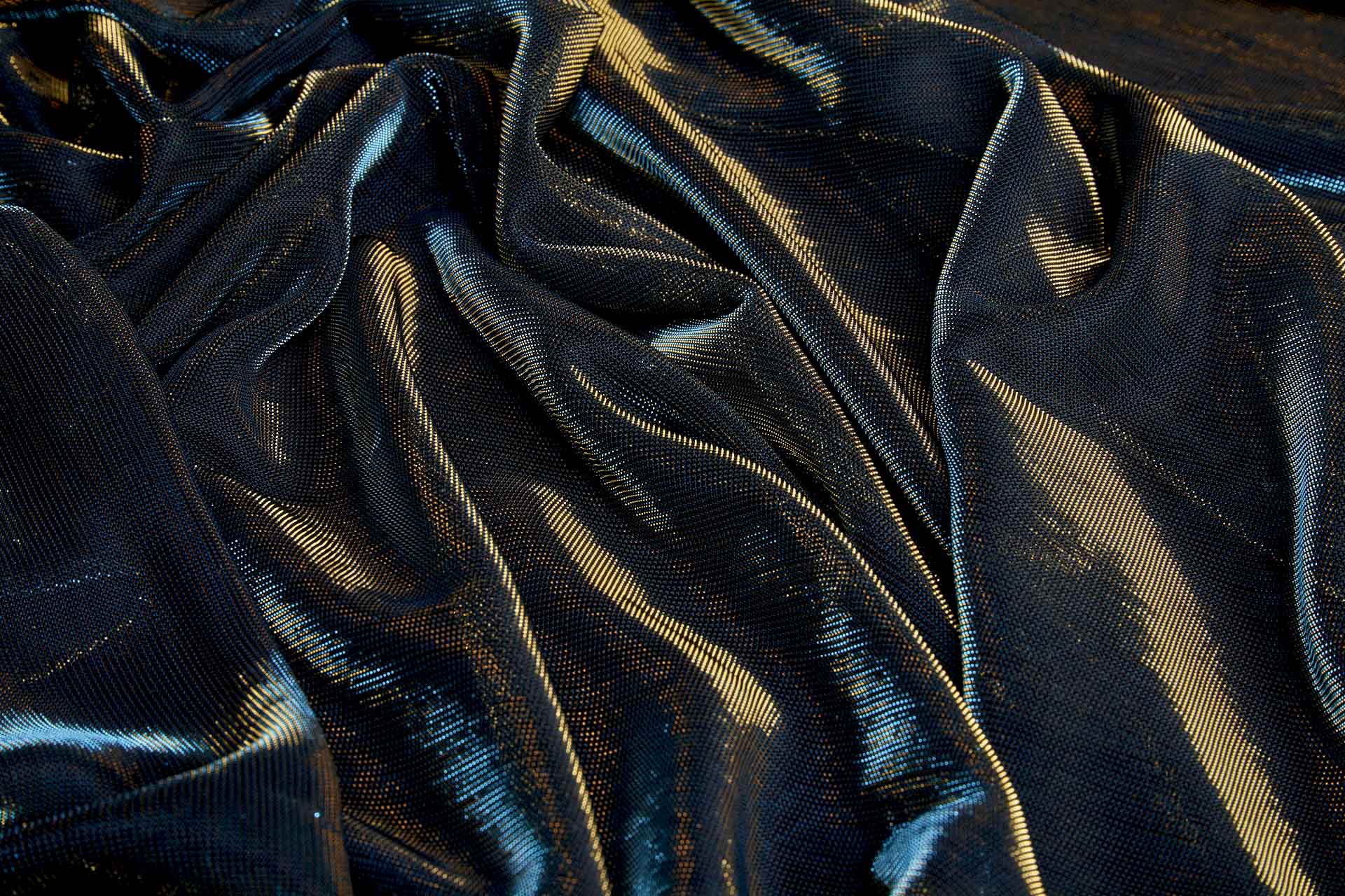 Turquoise Gold Colour Changing Sheer Jersey fabric, image 5 of 5