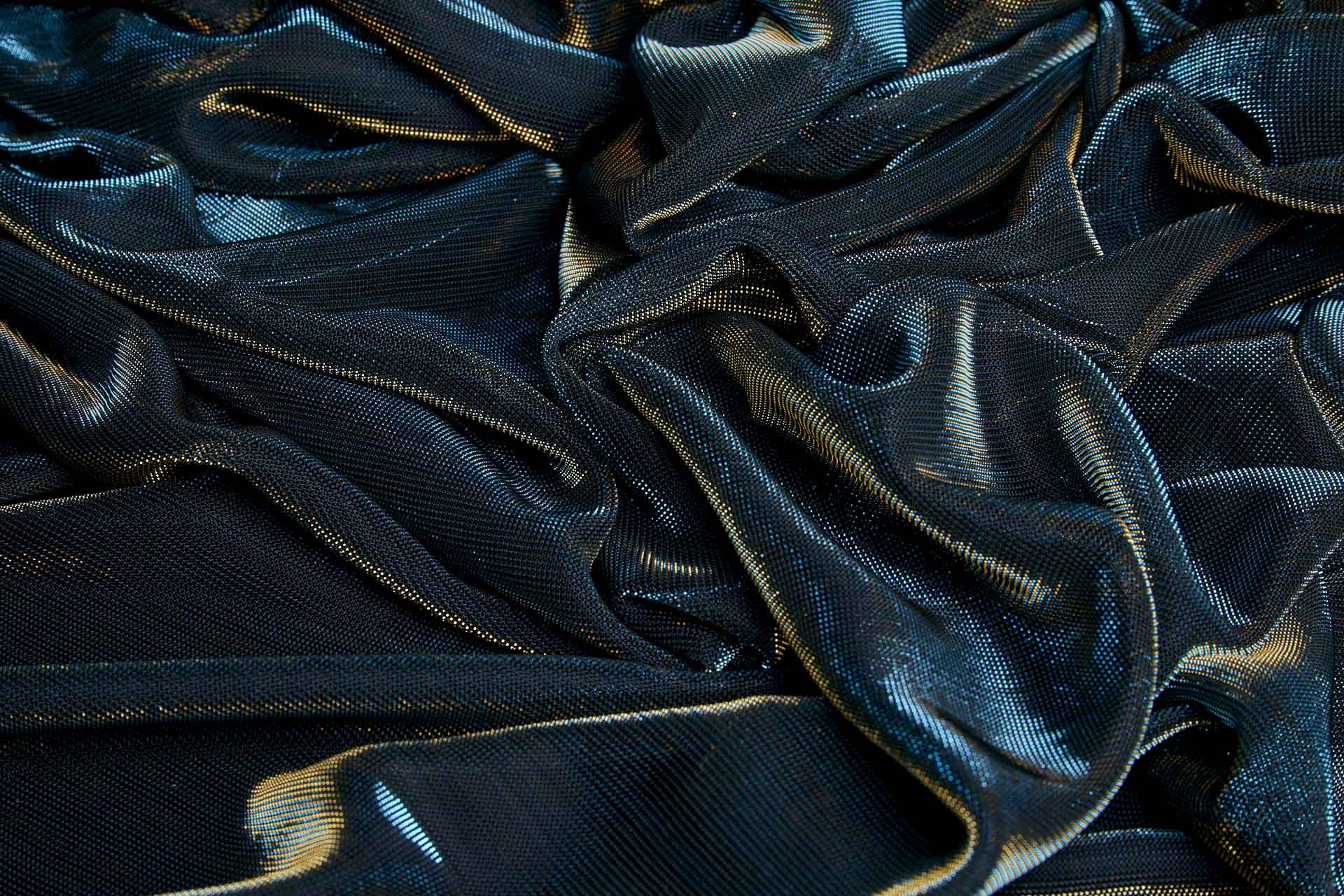 Turquoise Gold Colour Changing Sheer Jersey fabric, image 3 of 5