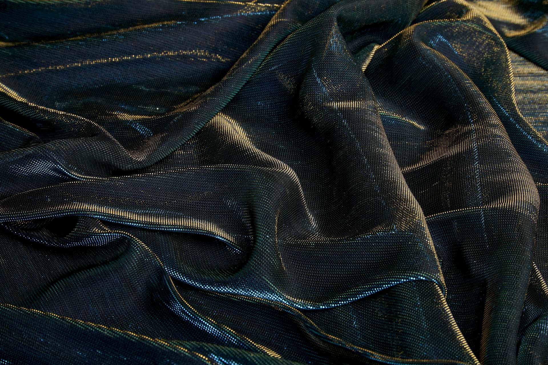 Turquoise Gold Colour Changing Sheer Jersey fabric