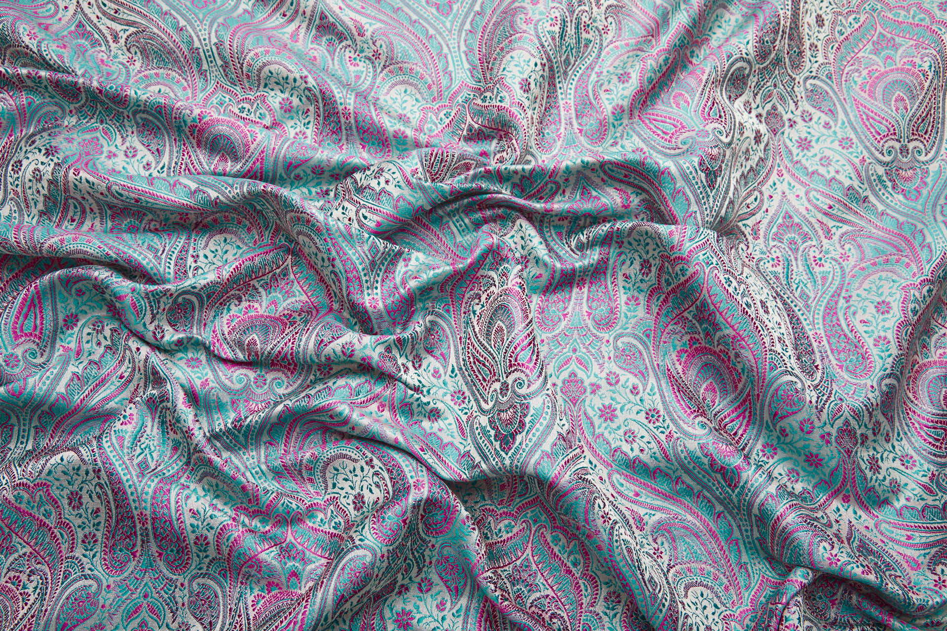 Banaras Brocade - Mint and Pink fabric, image 8 of 11