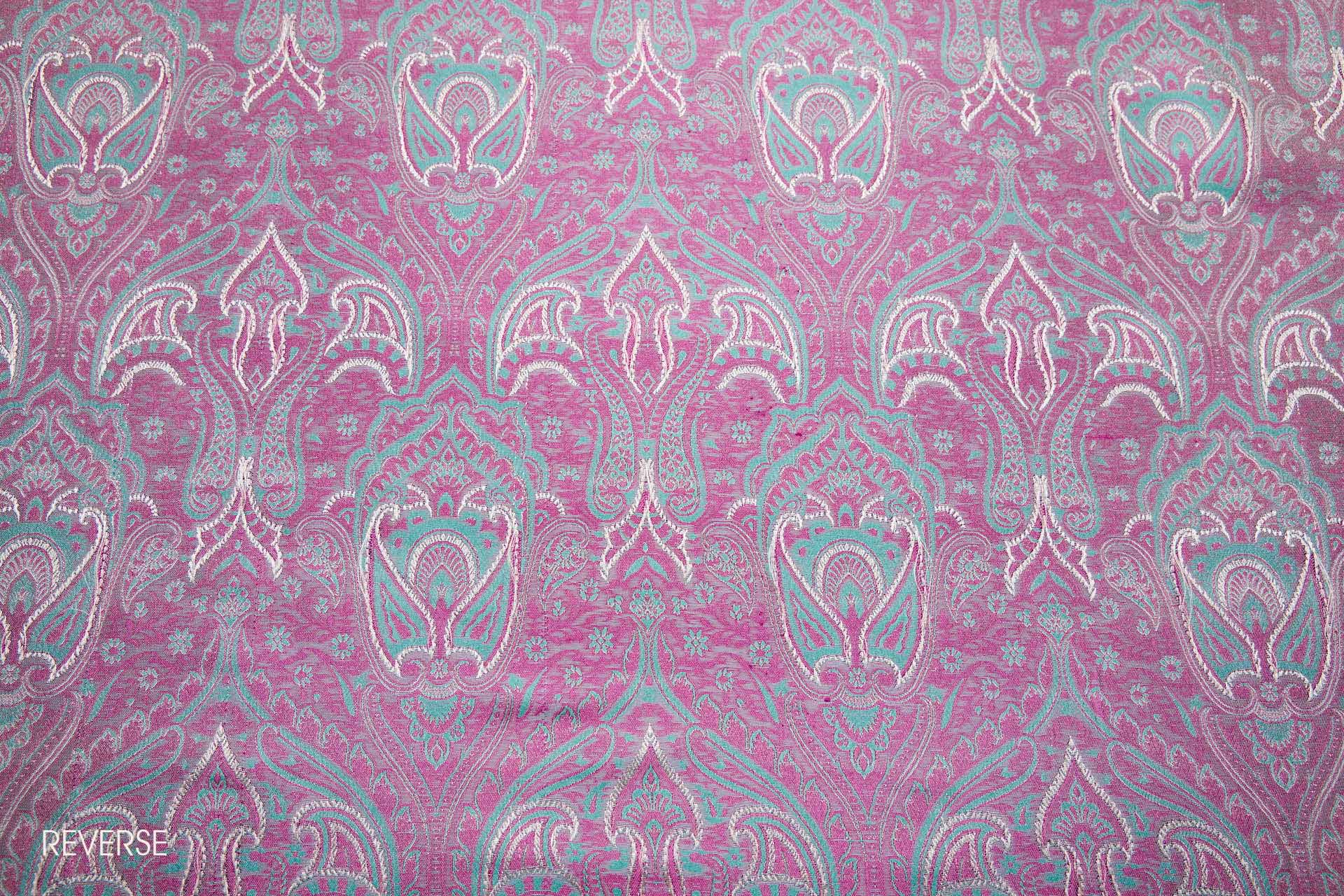 Banaras Brocade - Mint and Pink fabric, image 6 of 11
