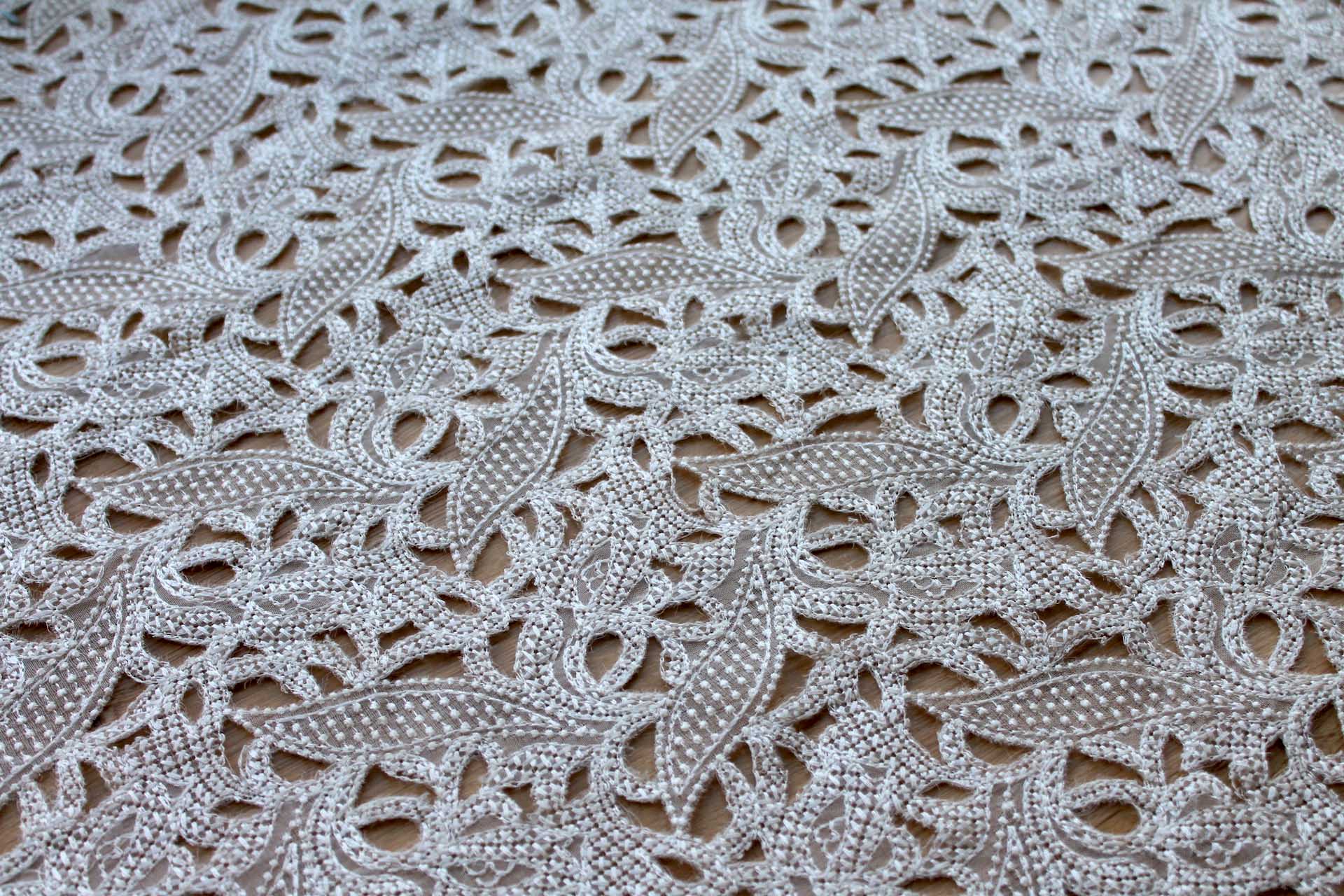Ivory Embroidered Cut Out Organza fabric, image 4 of 6