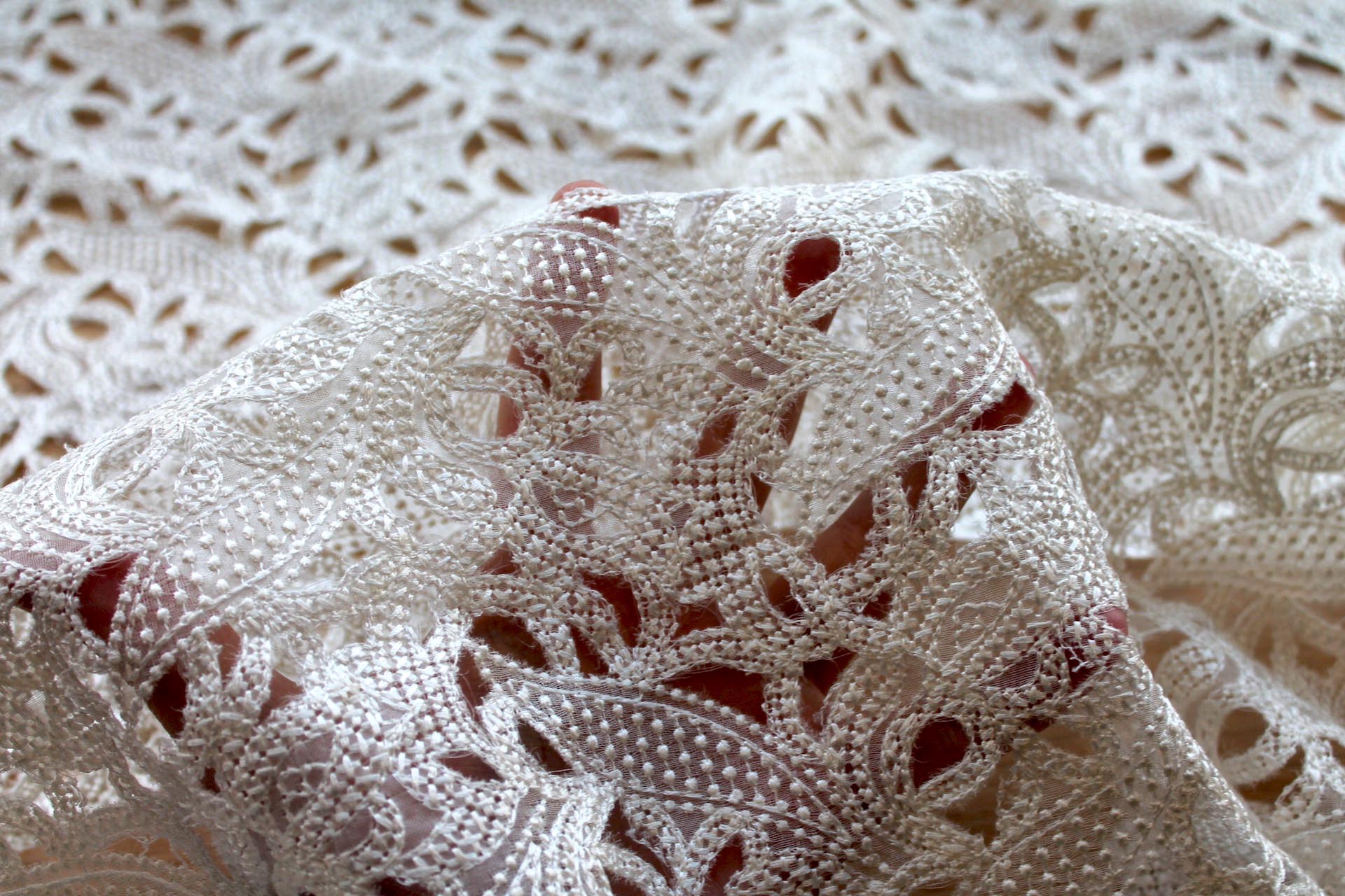 Ivory Embroidered Cut Out Organza fabric, image 6 of 6