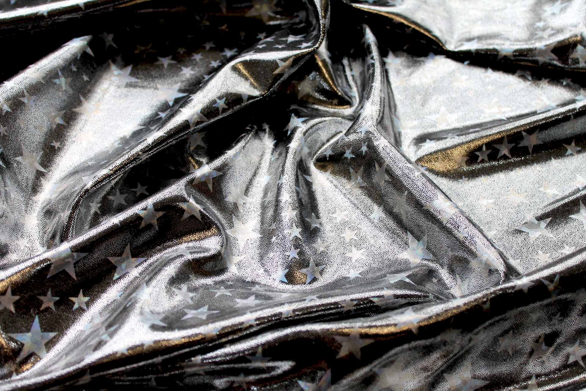 Star Pattern Metallic Foiled Lycra - Silver fabric, image 4 of 9