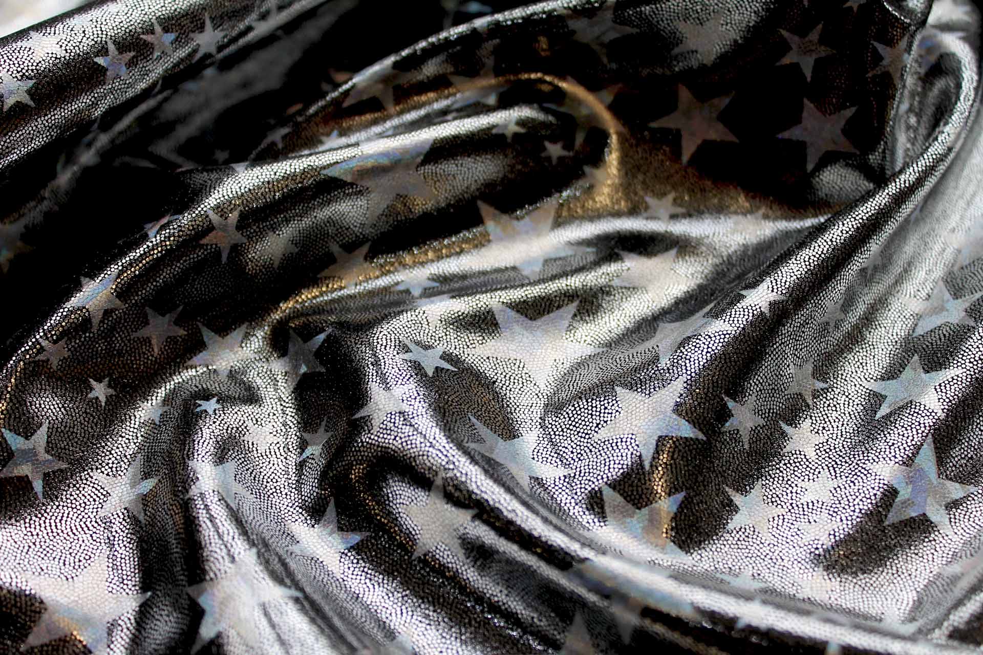 Star Pattern Metallic Foiled Lycra - Silver fabric, image 5 of 9