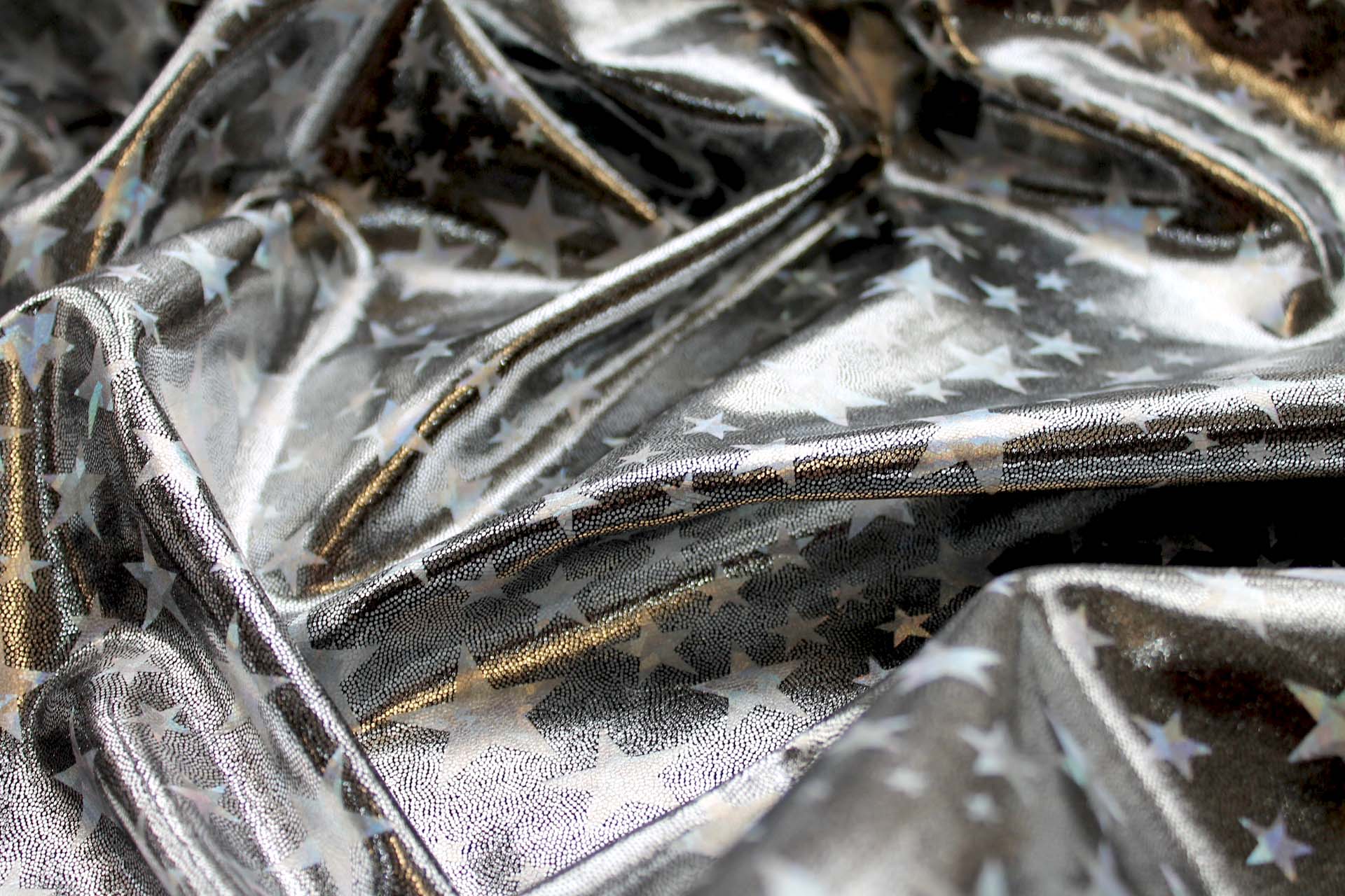 Star Pattern Metallic Foiled Lycra - Silver fabric