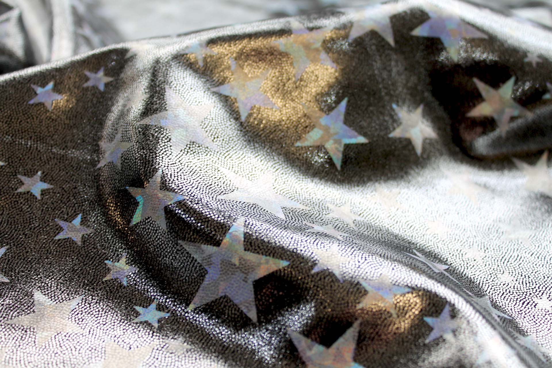 Star Pattern Metallic Foiled Lycra - Silver fabric, image 6 of 9
