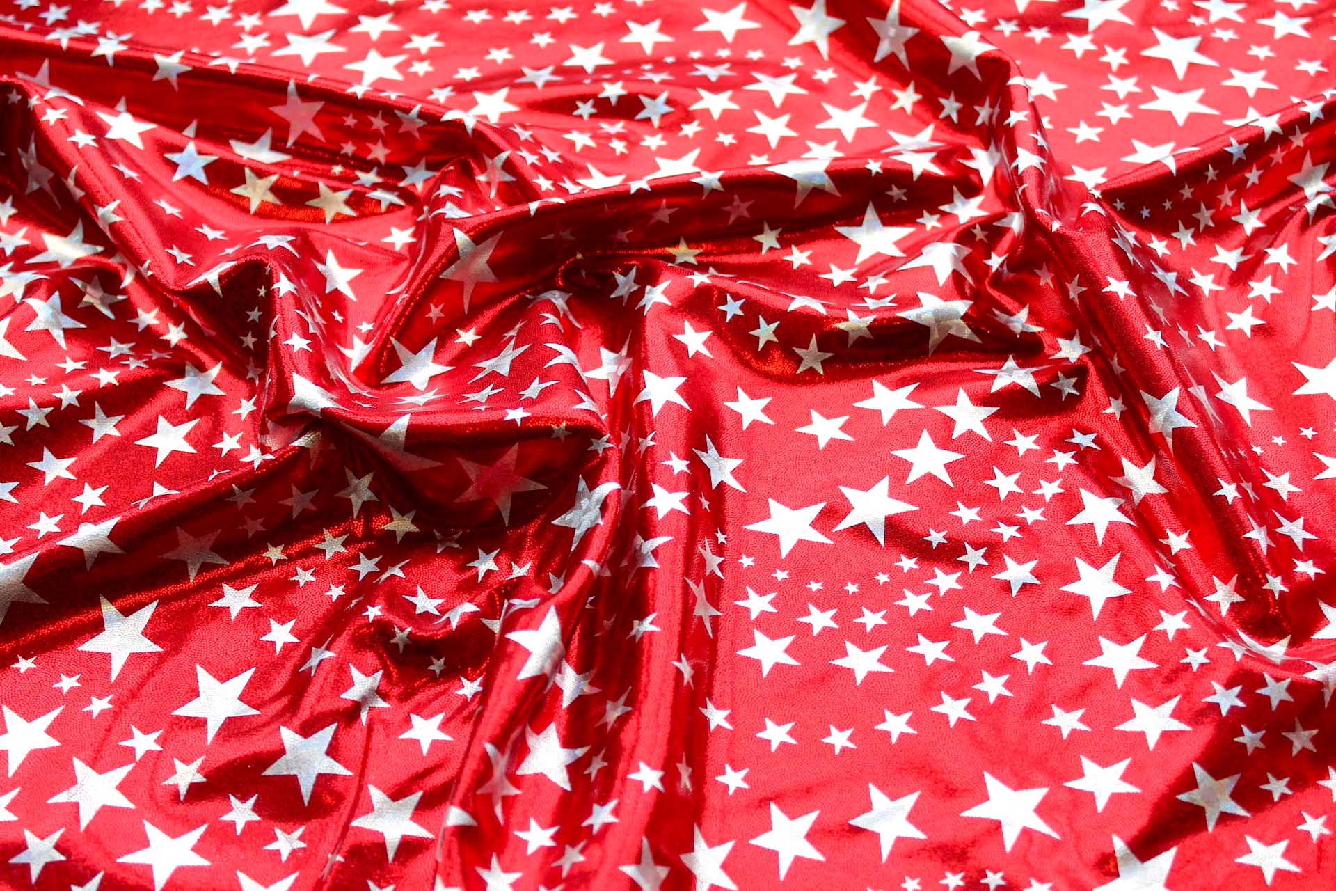 Star Pattern Metallic Foiled Lycra - Red - 1.9m Piece fabric, image 2 of 6