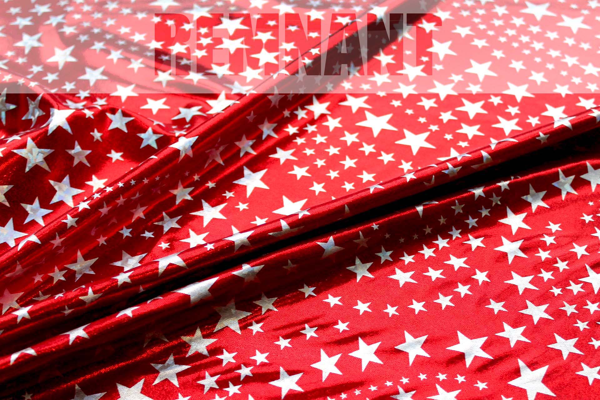 Star Pattern Metallic Foiled Lycra - Red - 1.9m Piece fabric