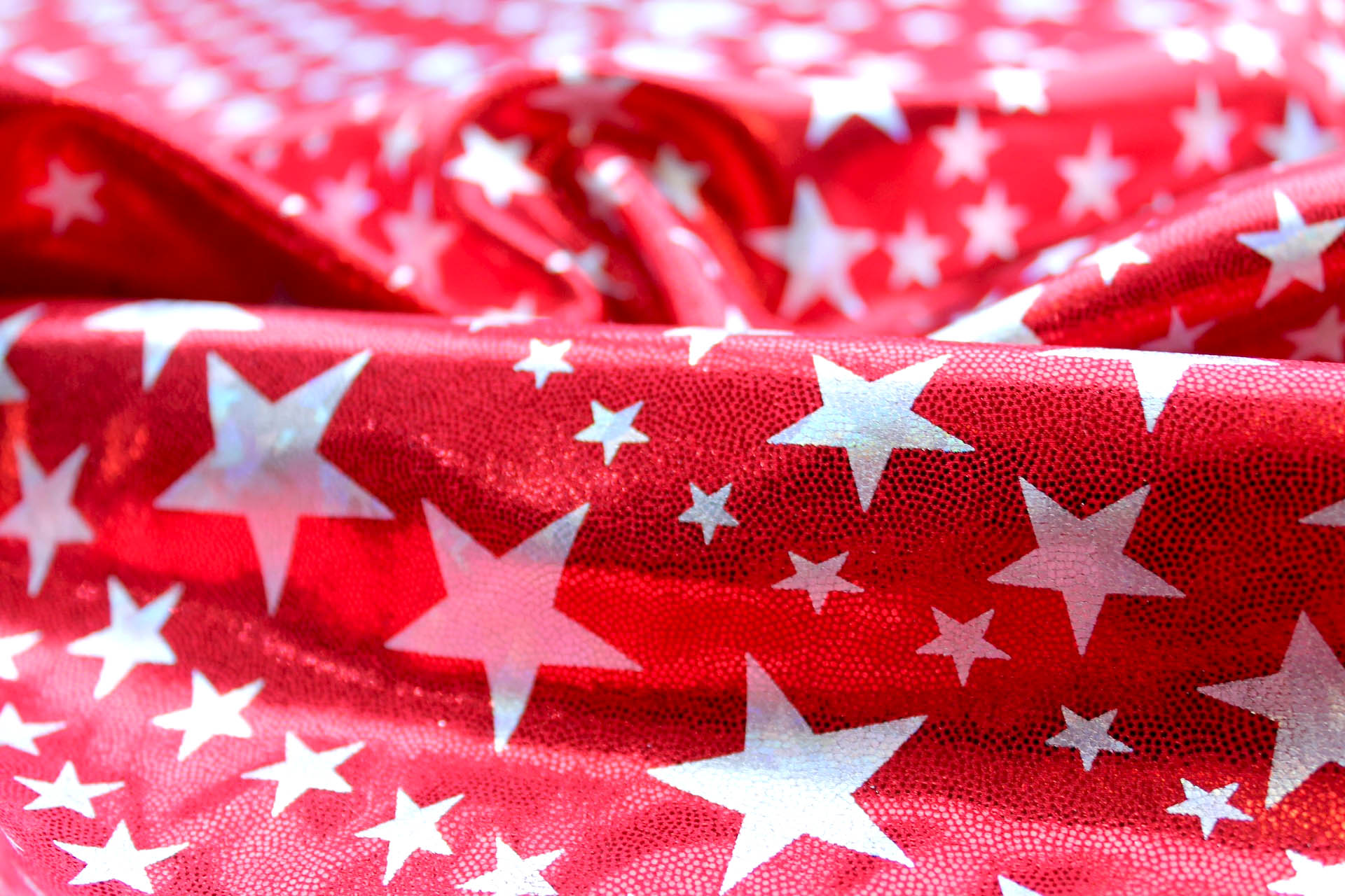 Star Pattern Metallic Foiled Lycra - Red - 1.9m Piece fabric, image 3 of 6
