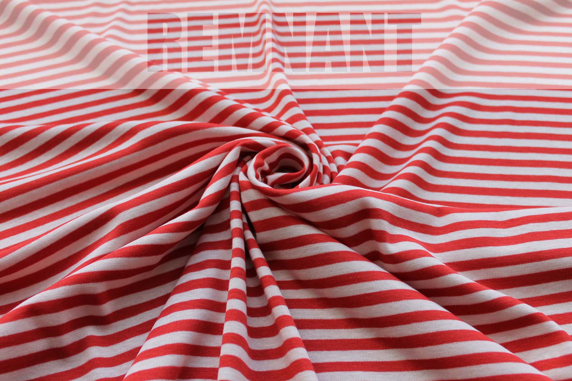 Tomato Red and Pinkish Ivory Stripe Jersey - 0.45m Piece fabric