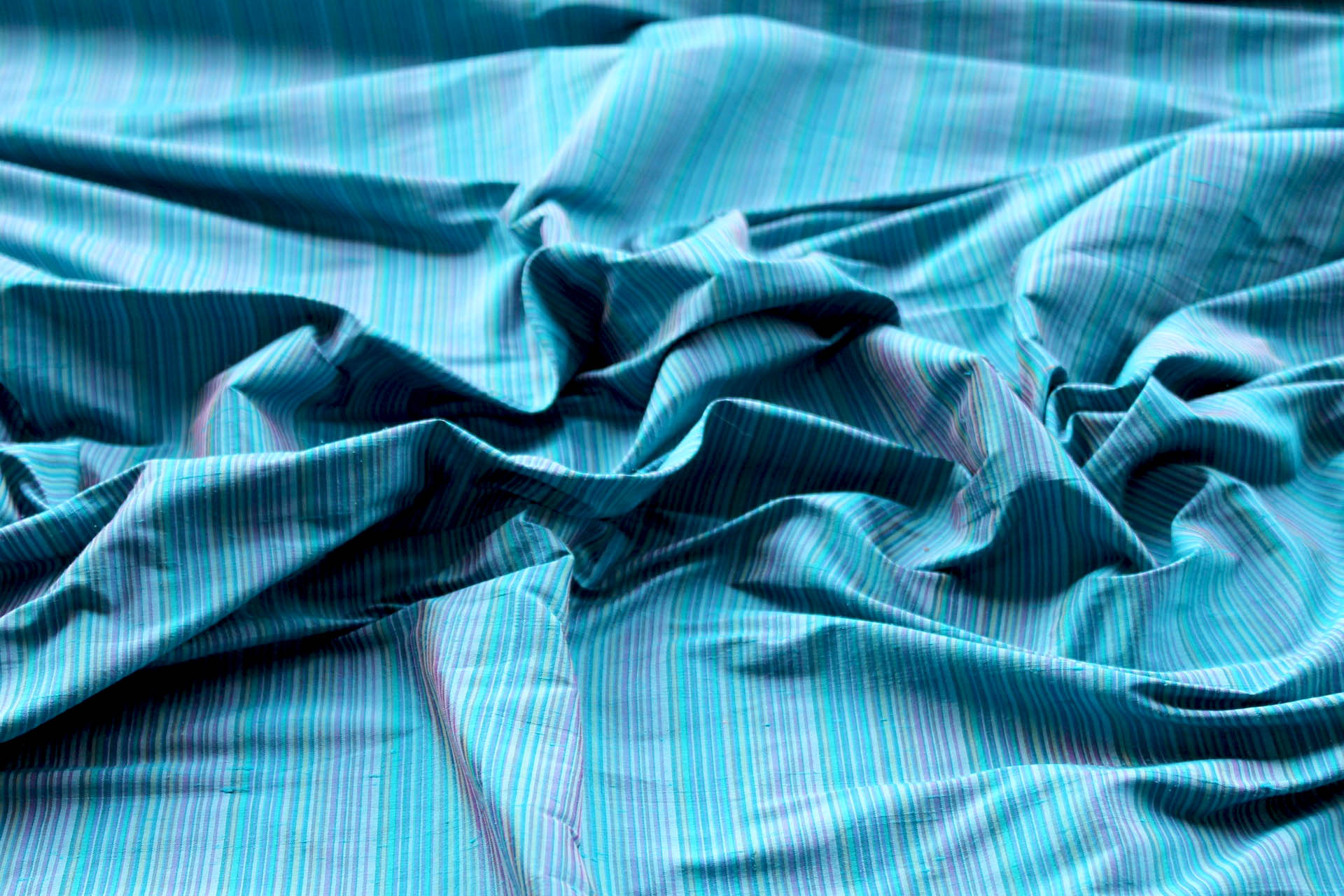 Multi Striped Silk Dupion - Turquoise fabric, image 3 of 6