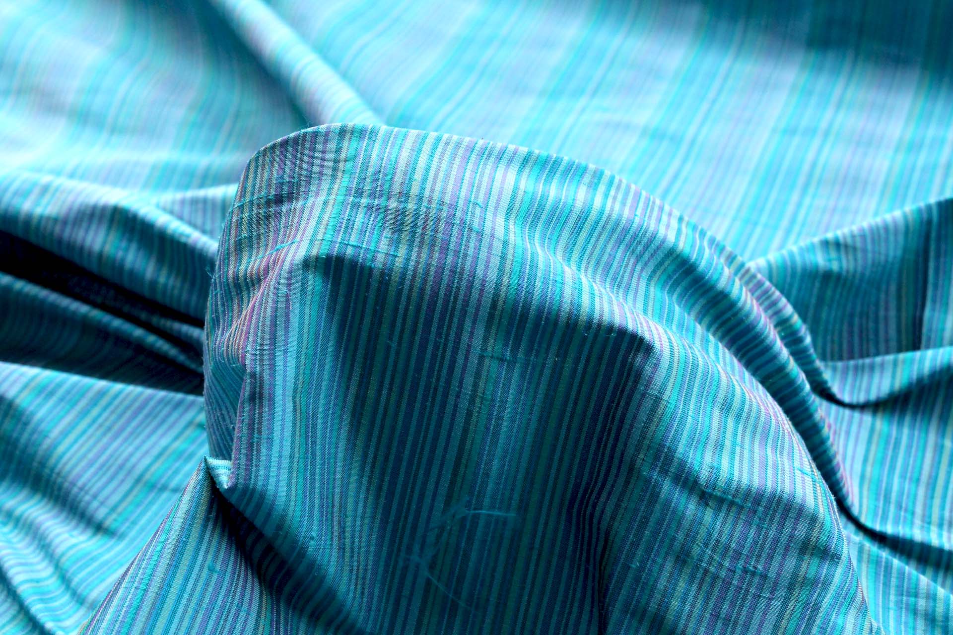 Multi Striped Silk Dupion - Turquoise fabric, image 4 of 6