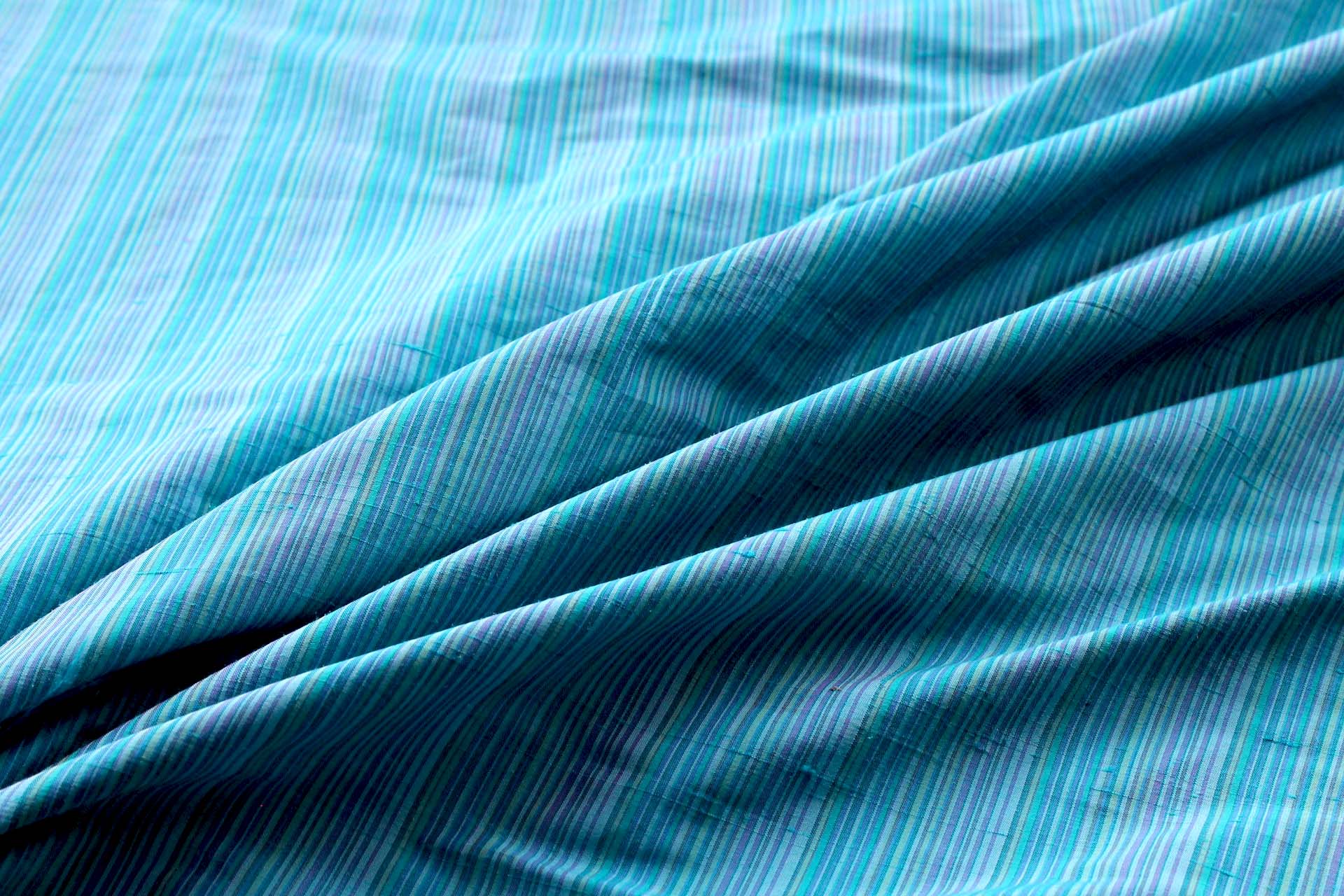 Multi Striped Silk Dupion - Turquoise fabric, image 5 of 6