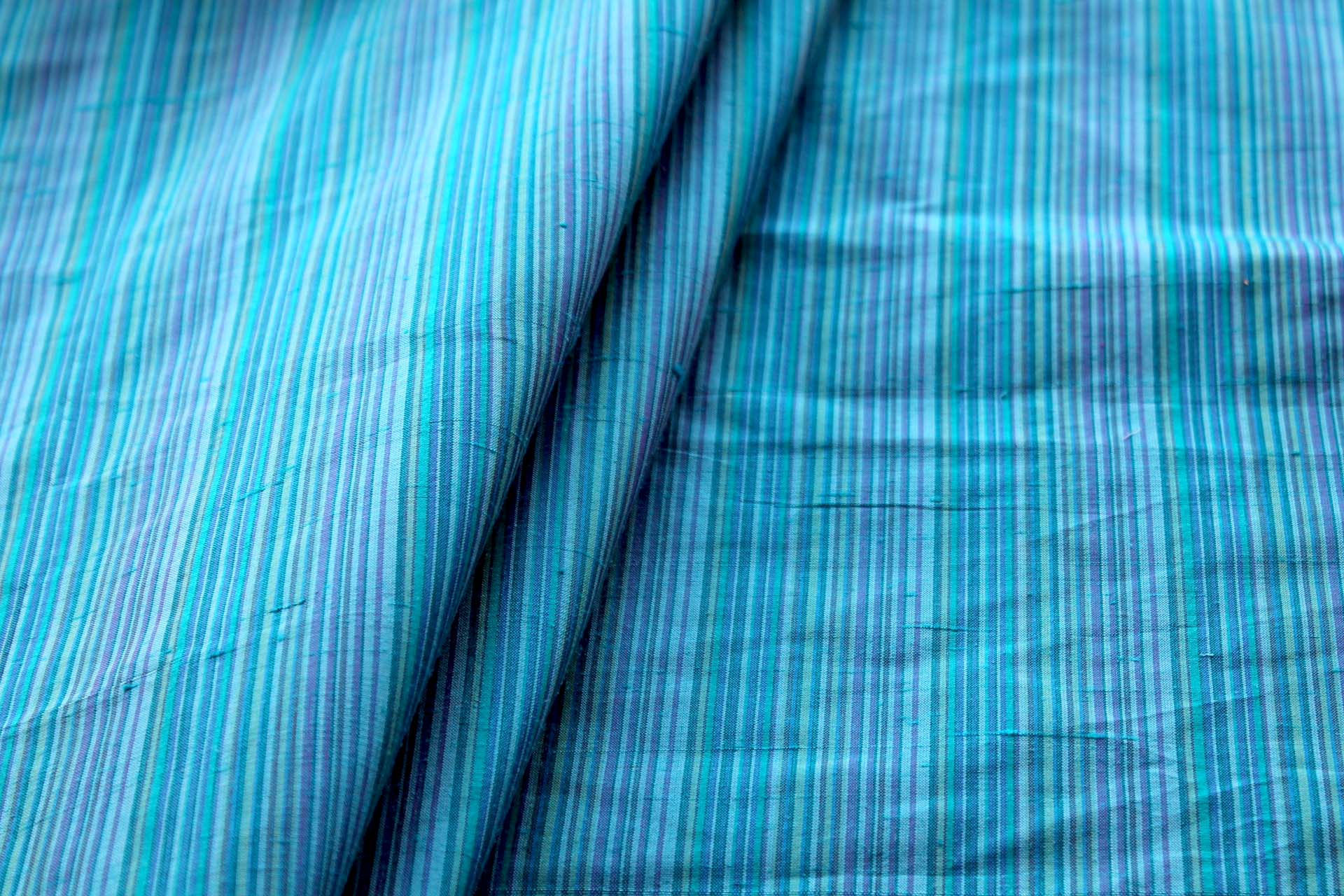 Multi Striped Silk Dupion - Turquoise fabric, image 6 of 6