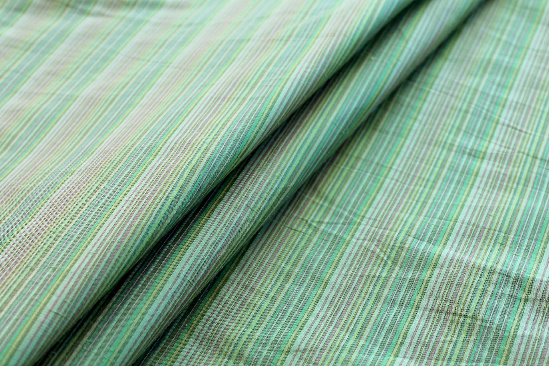 Multi Striped Silk Dupion - Green - 0.95m Piece fabric, image 2 of 4