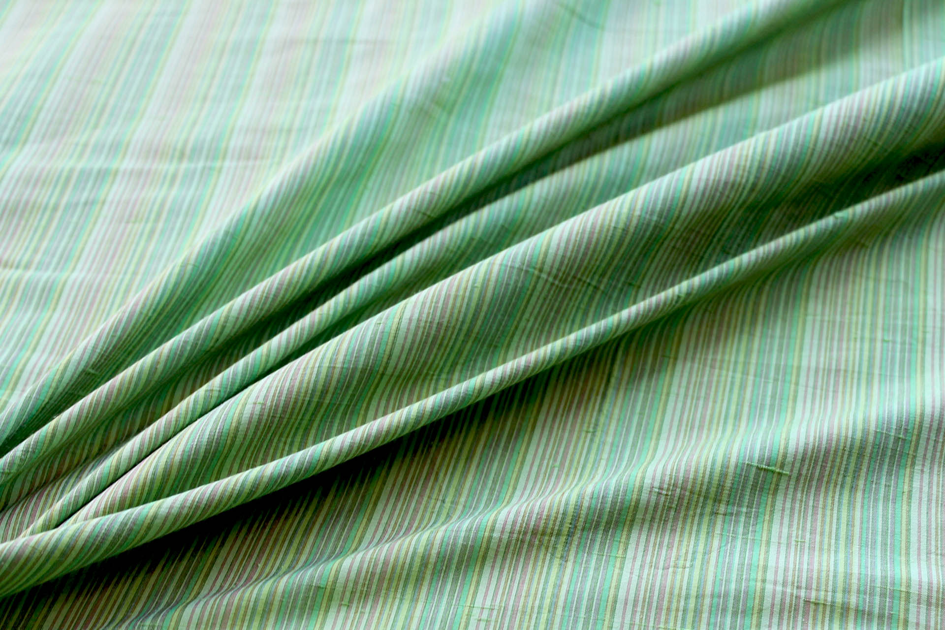 Multi Striped Silk Dupion - Green - 0.95m Piece fabric, image 4 of 4
