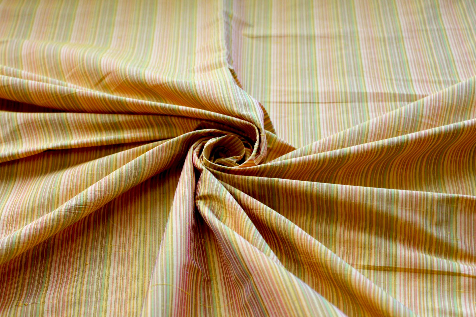 Multi Striped Silk Dupion - Bright Yellow fabric