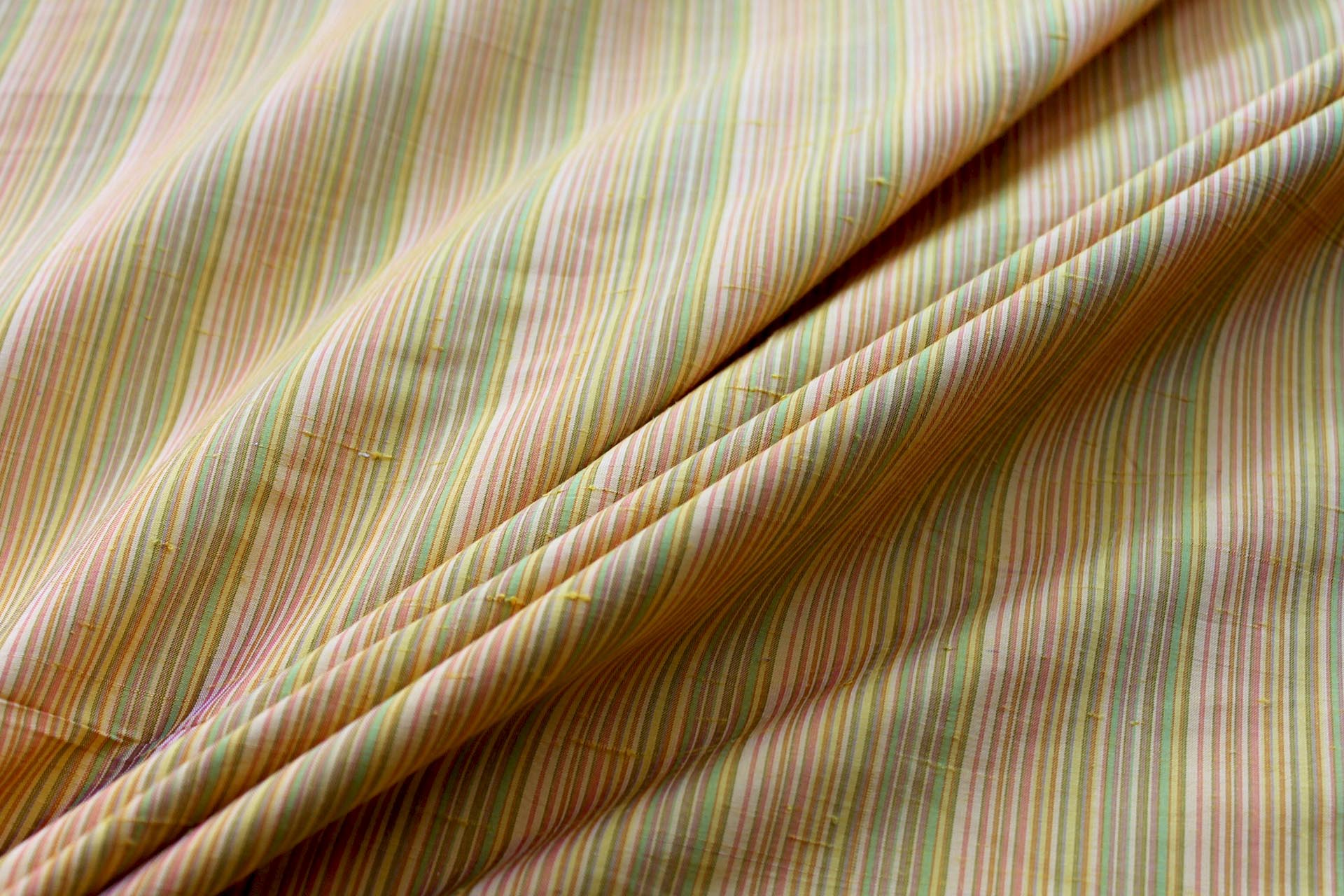 Multi Striped Silk Dupion - Bright Yellow fabric, image 2 of 4