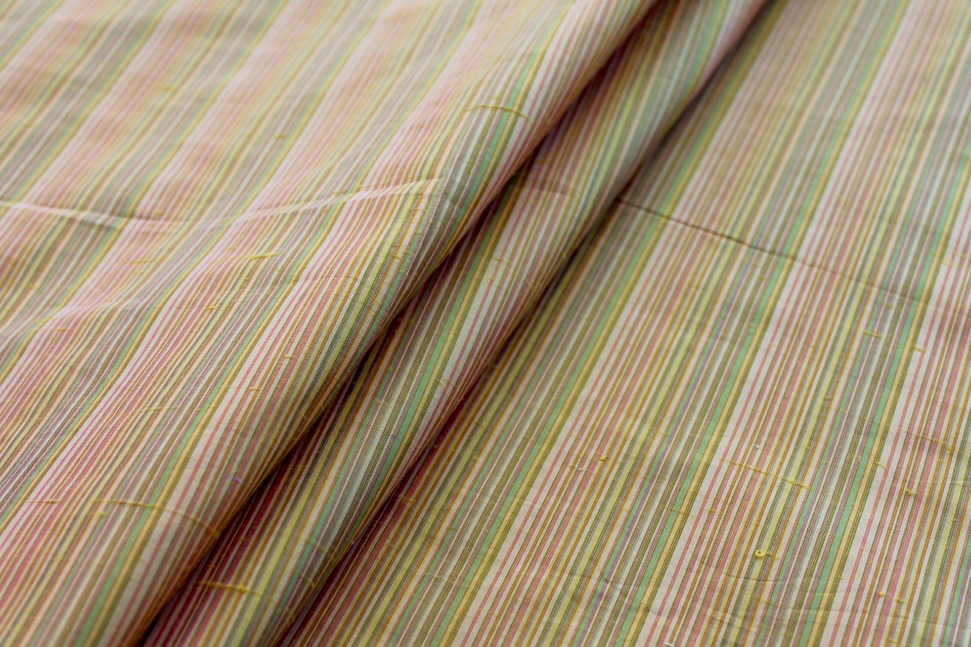 Multi Striped Silk Dupion - Bright Yellow fabric, image 3 of 4