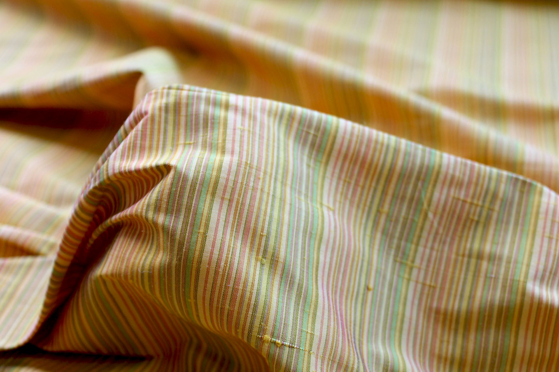 Multi Striped Silk Dupion - Bright Yellow fabric, image 4 of 4