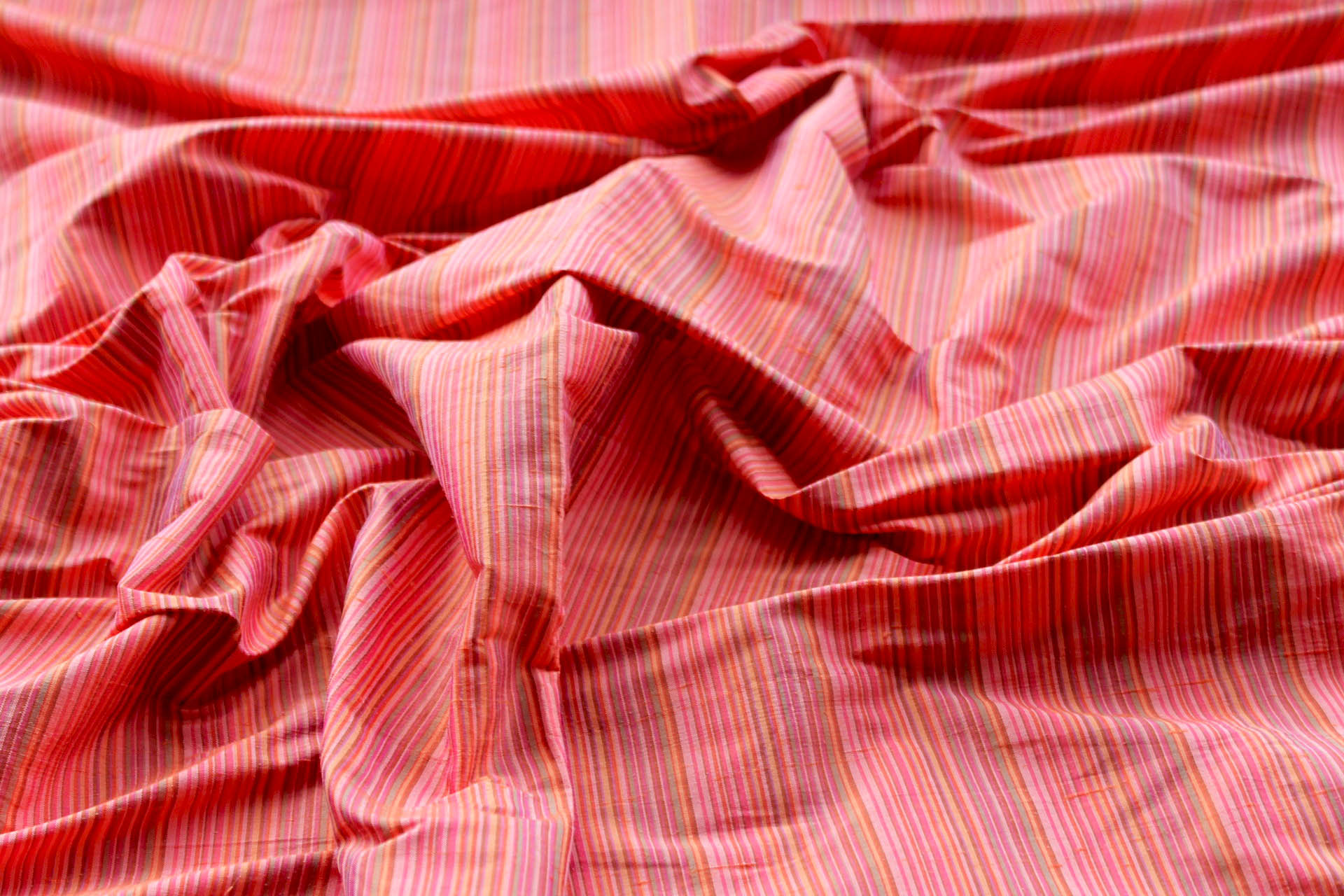 Multi Striped Silk Dupion - Orange fabric, image 3 of 5