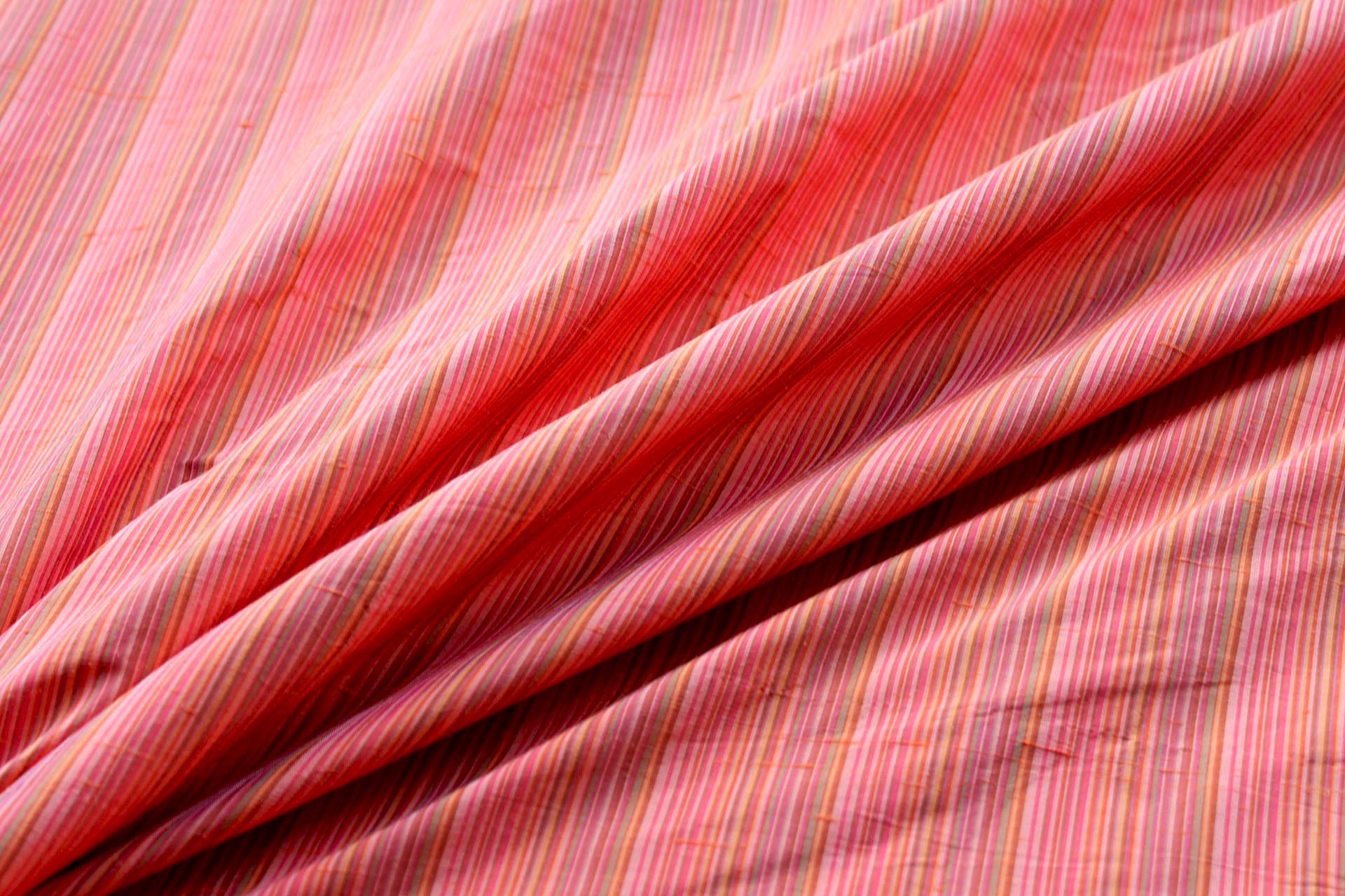 Multi Striped Silk Dupion - Orange fabric, image 4 of 5