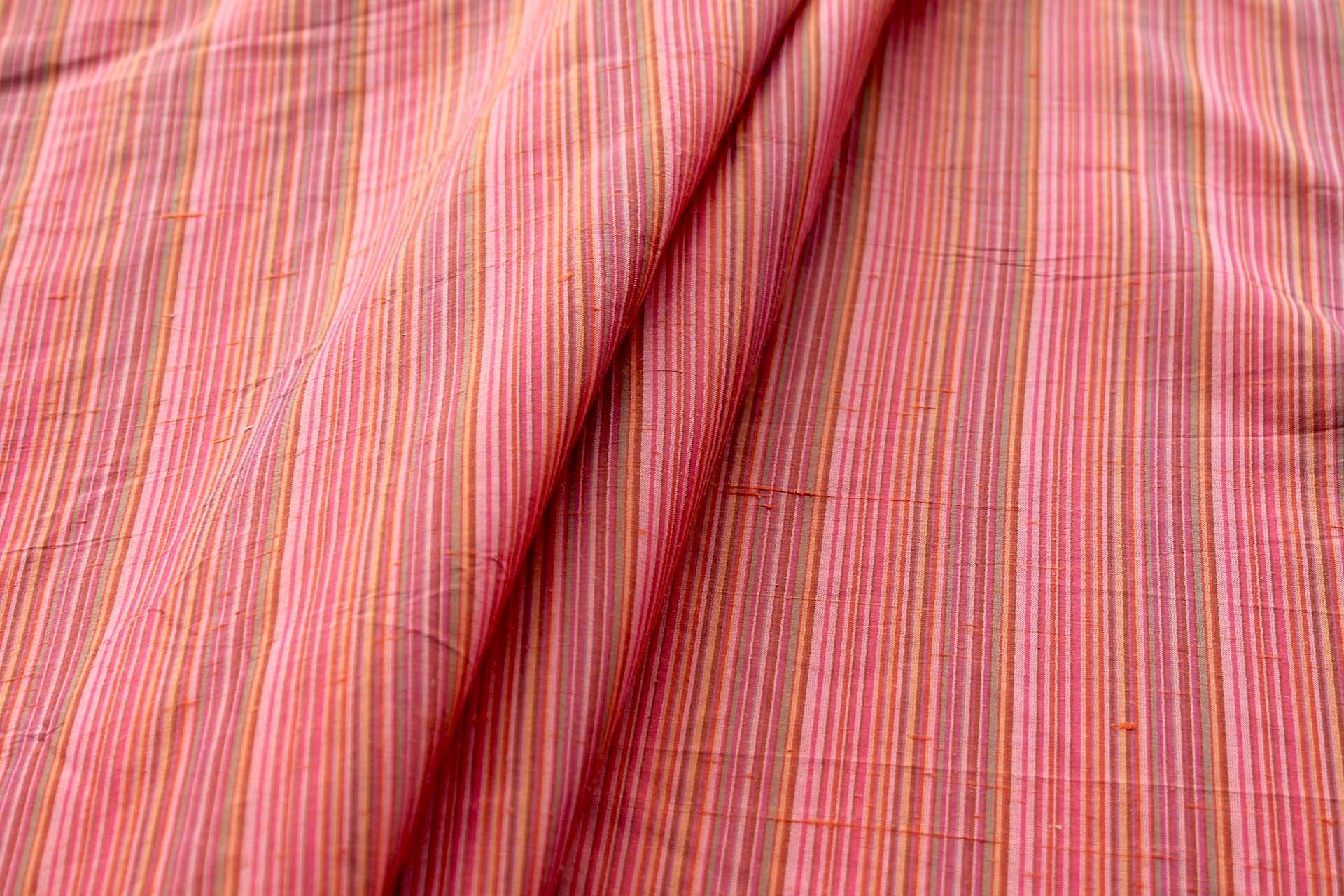 Multi Striped Silk Dupion - Orange fabric, image 5 of 5