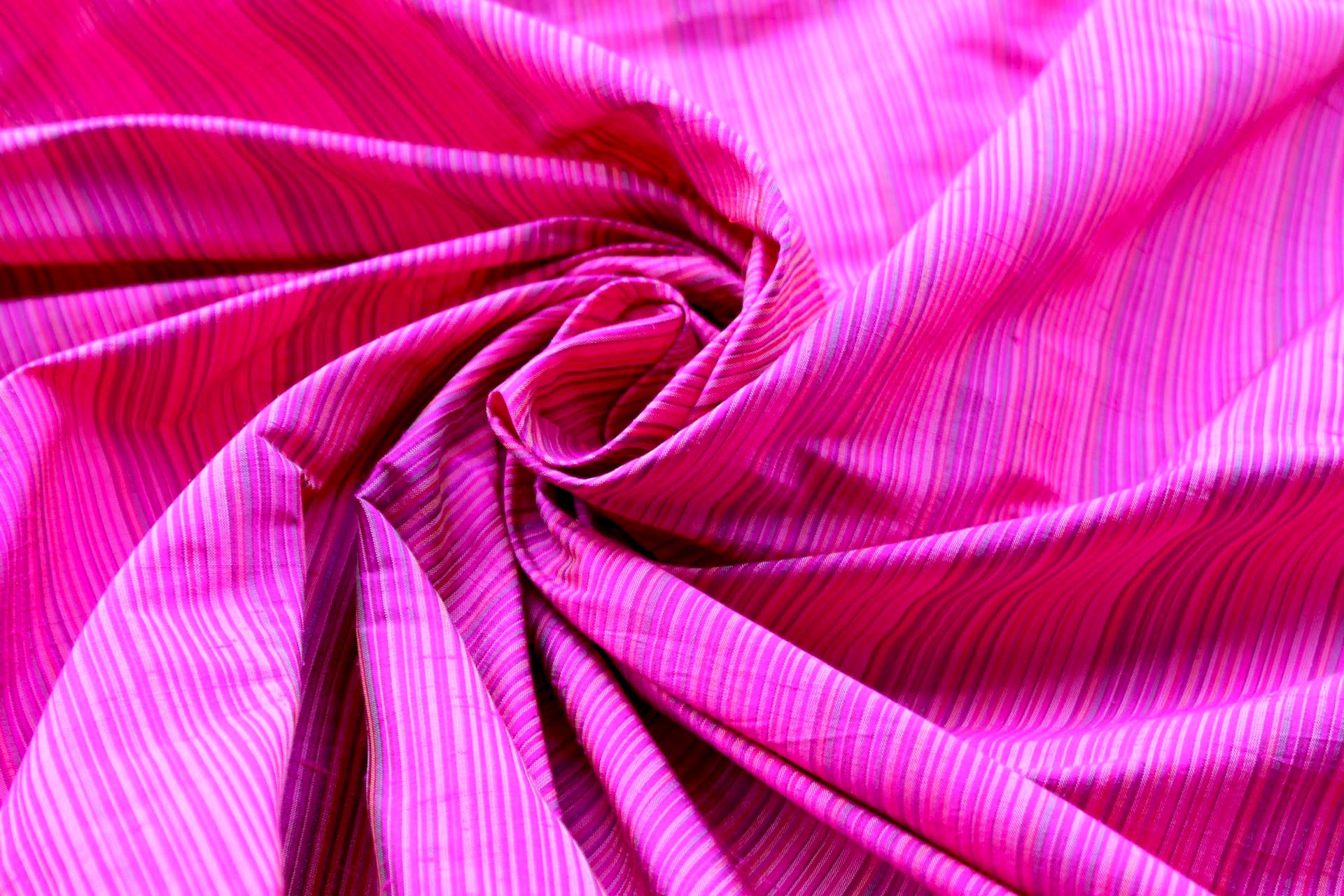Multi Striped Silk Dupion - Pink fabric