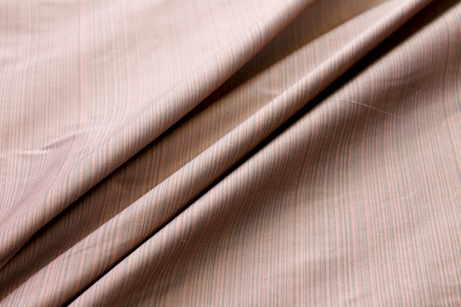 Striped Silk Taffeta - Sandy Brown and Grey fabric, image 3 of 5