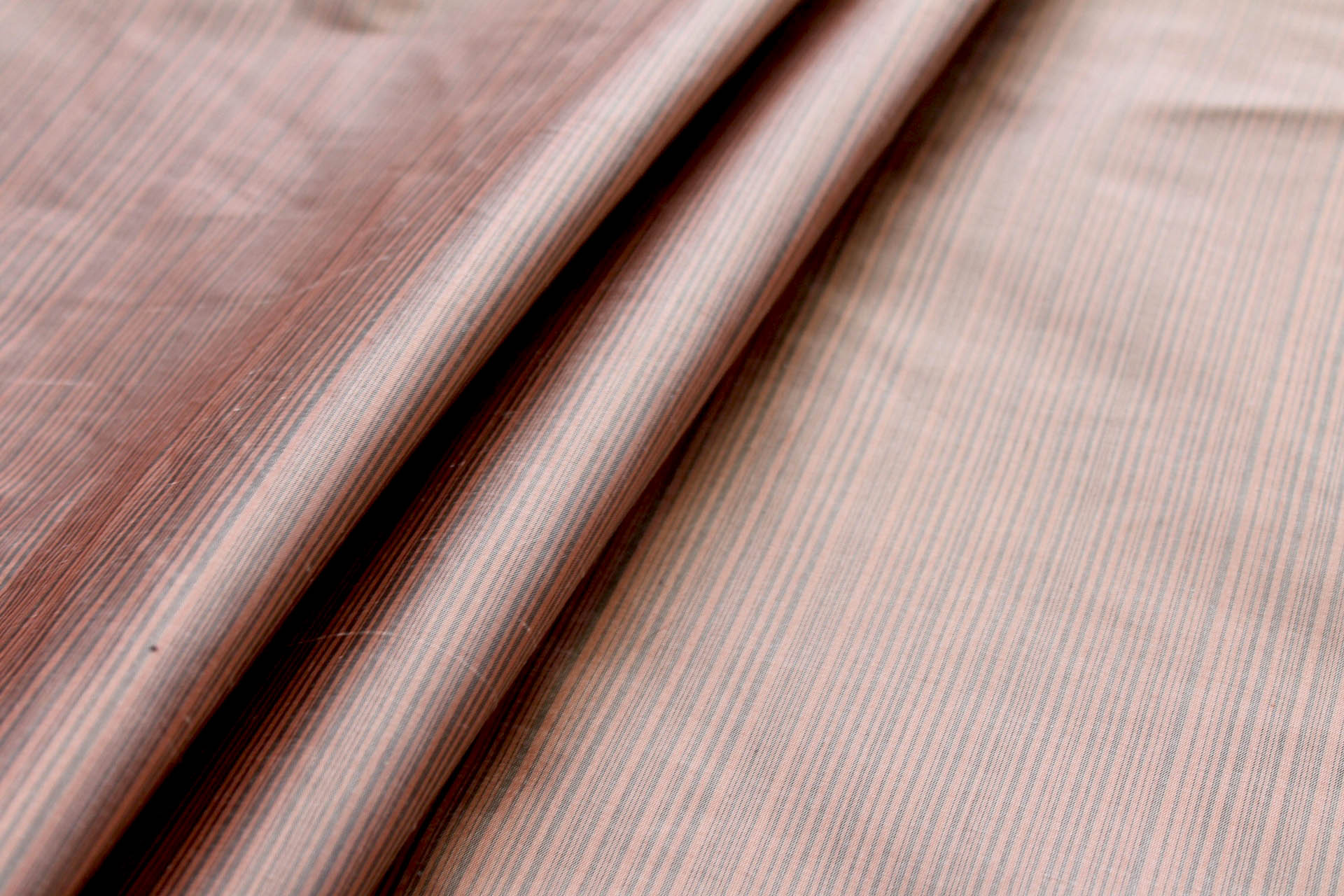 Striped Silk Taffeta - Sandy Brown and Grey fabric, image 4 of 5