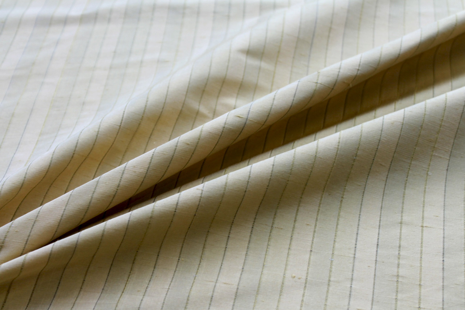 Wide Striped Silk Dupion - Pale Straw Gold fabric, image 3 of 6