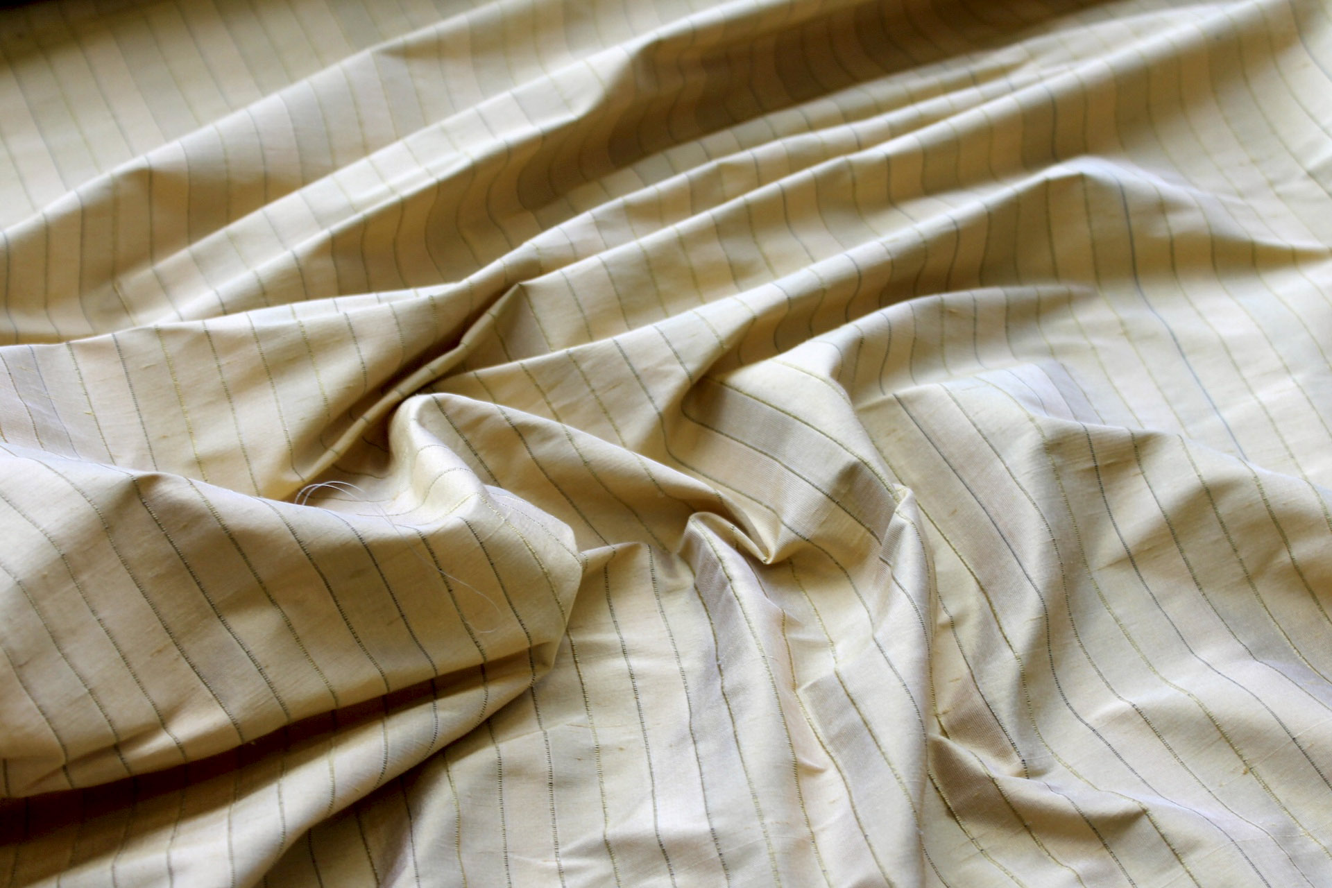 Wide Striped Silk Dupion - Pale Straw Gold fabric, image 4 of 6