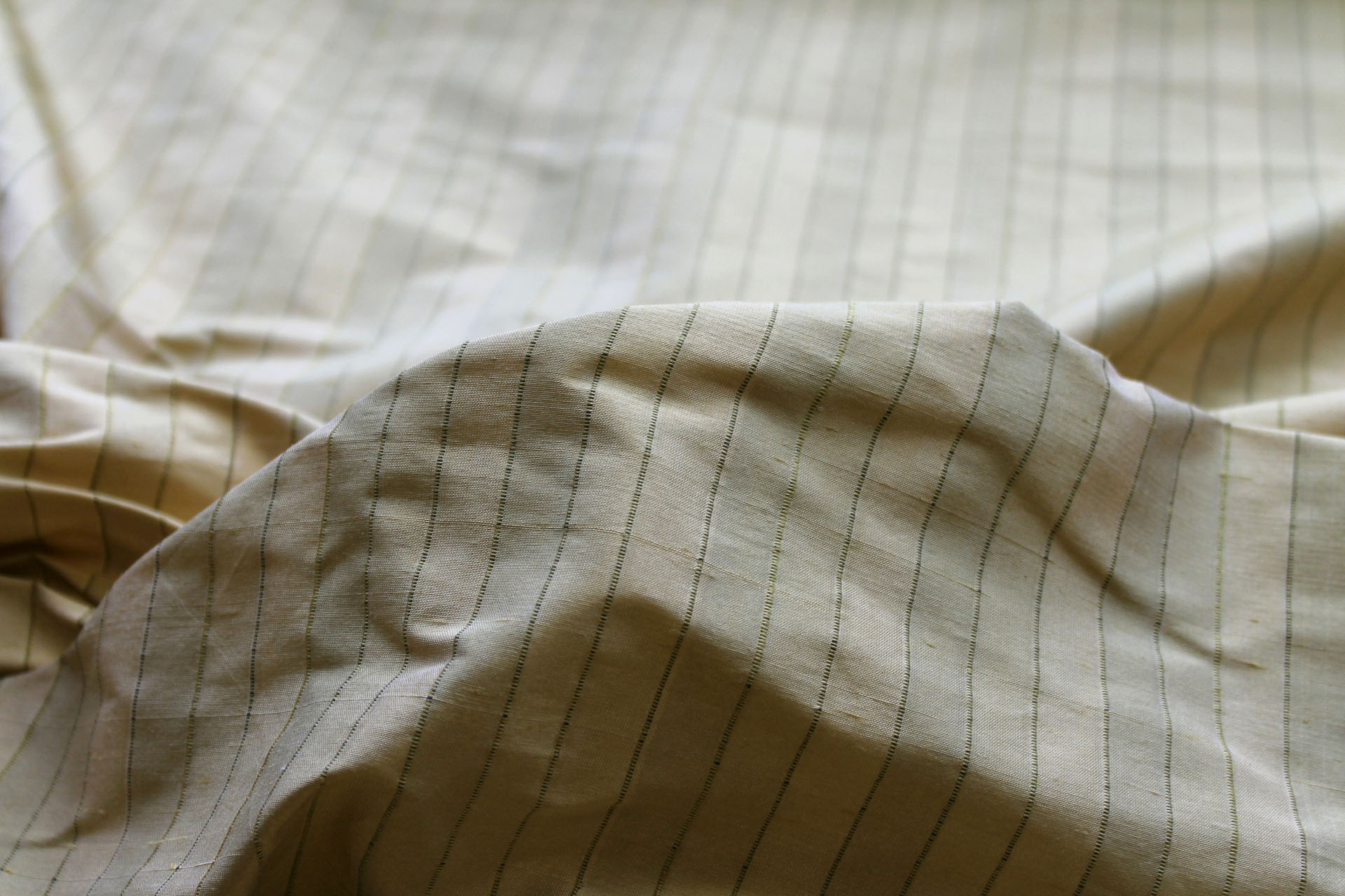 Wide Striped Silk Dupion - Pale Straw Gold fabric, image 5 of 6