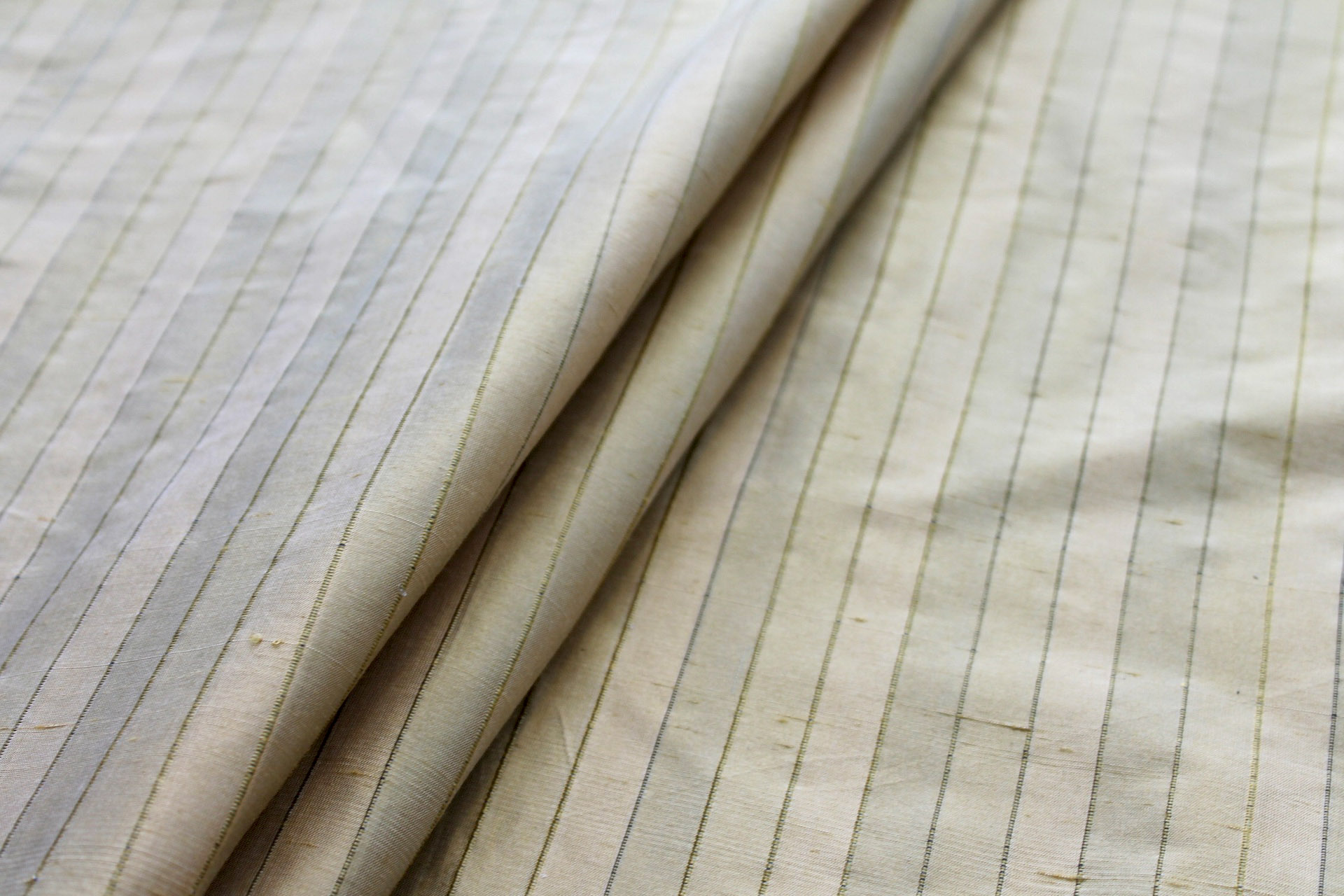 Wide Striped Silk Dupion - Pale Straw Gold fabric, image 6 of 6