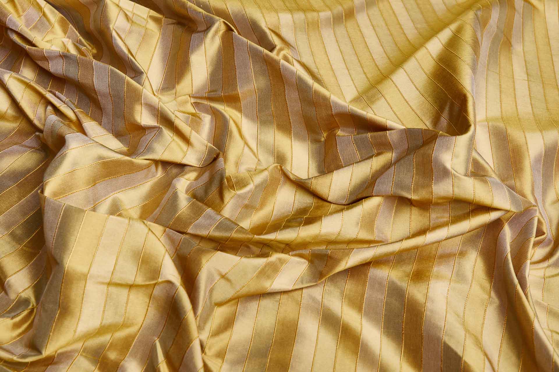 Wide Striped Silk Dupion - Gold and Green fabric, image 3 of 6