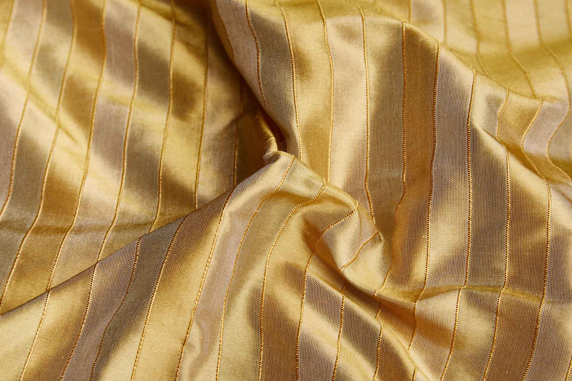 Wide Striped Silk Dupion - Gold and Green fabric, image 4 of 6